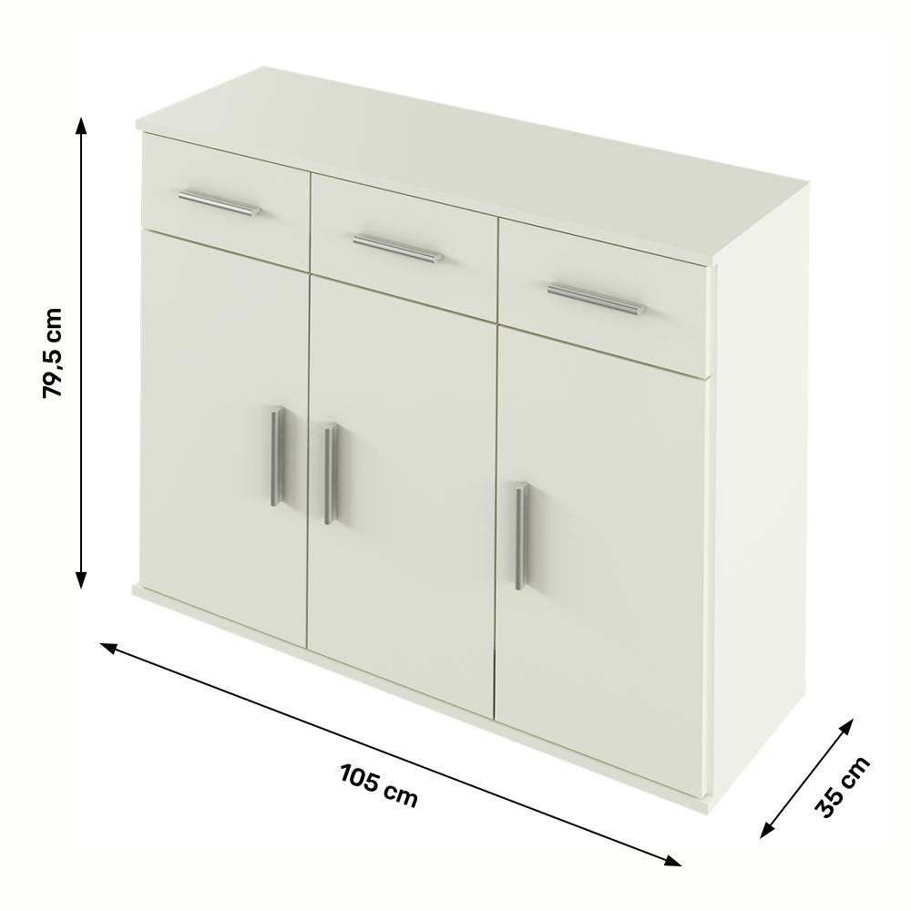 Comoda RESITA TYP 3, alb, DTD laminat, 105x35x80 cm