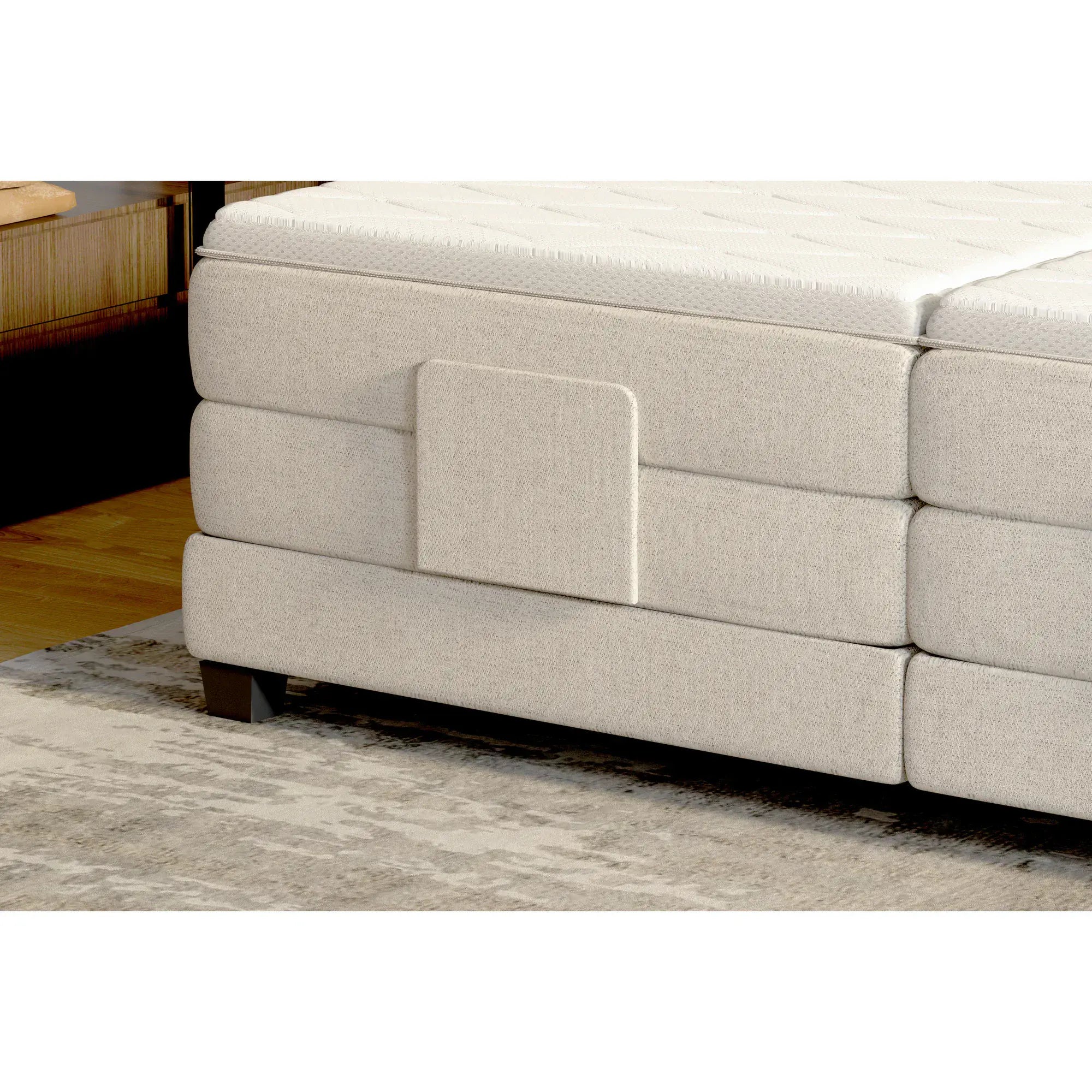 Pat boxspring REY 180x200, personalizabil materiale Gama Premium, cu mecanism electric, saltele si topper