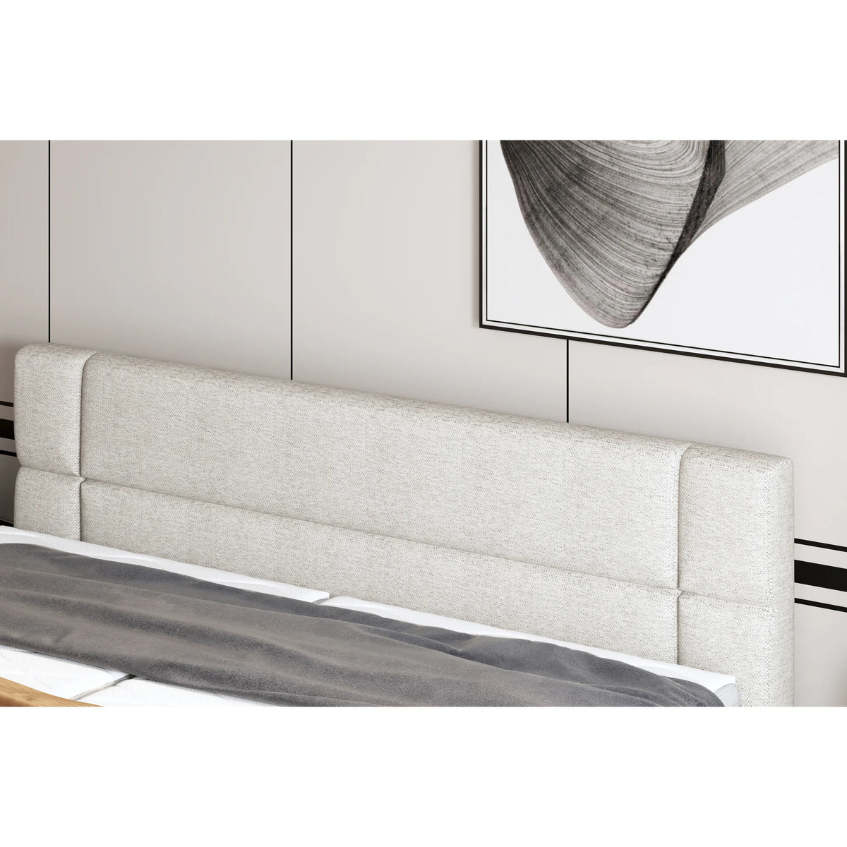 Pat boxspring REY 140x200, personalizabil materiale Gama Premium, cu mecanism electric, saltele si topper