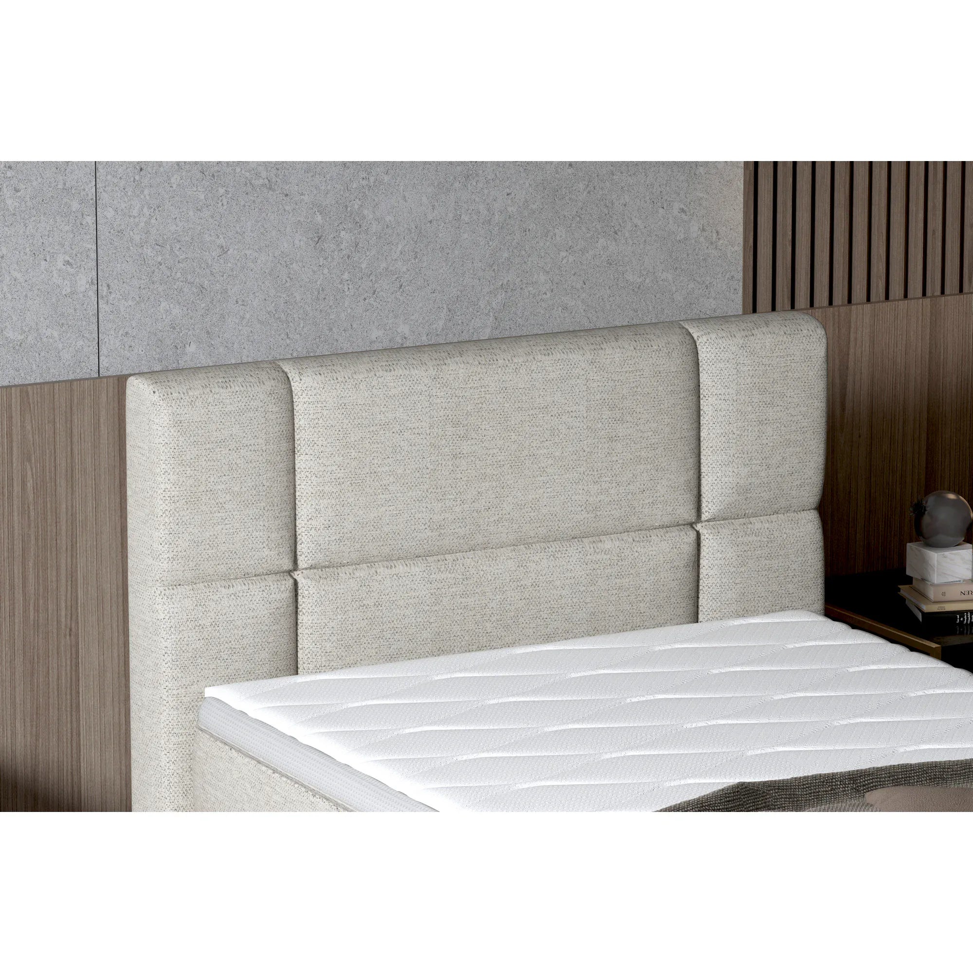 Pat boxspring REY 100x200, personalizabil materiale Gama Premium, cu mecanism electric, saltele si topper