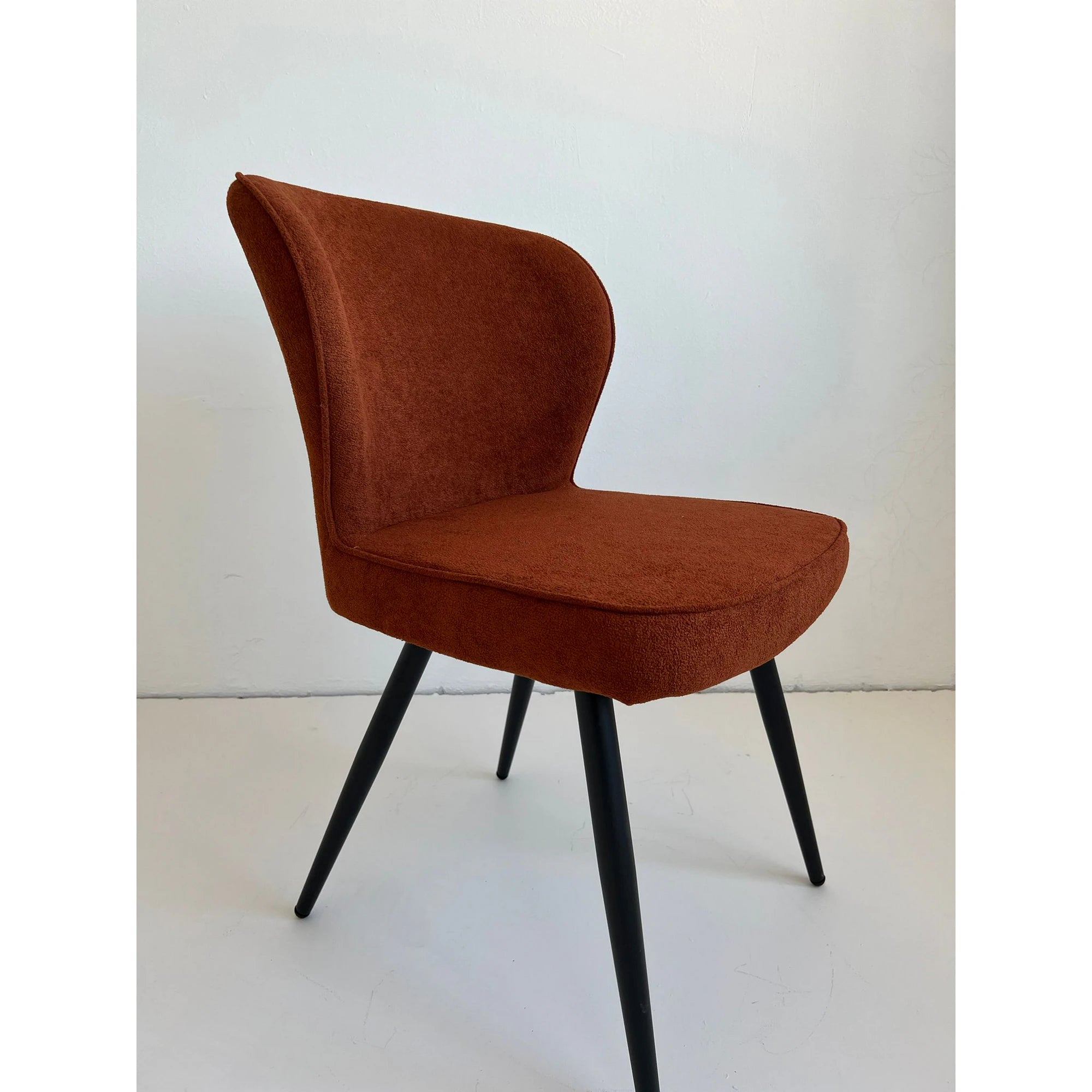Scaun RIO 2, caramiziu/negru, stofa buclata/metal, 64x51x84 cm