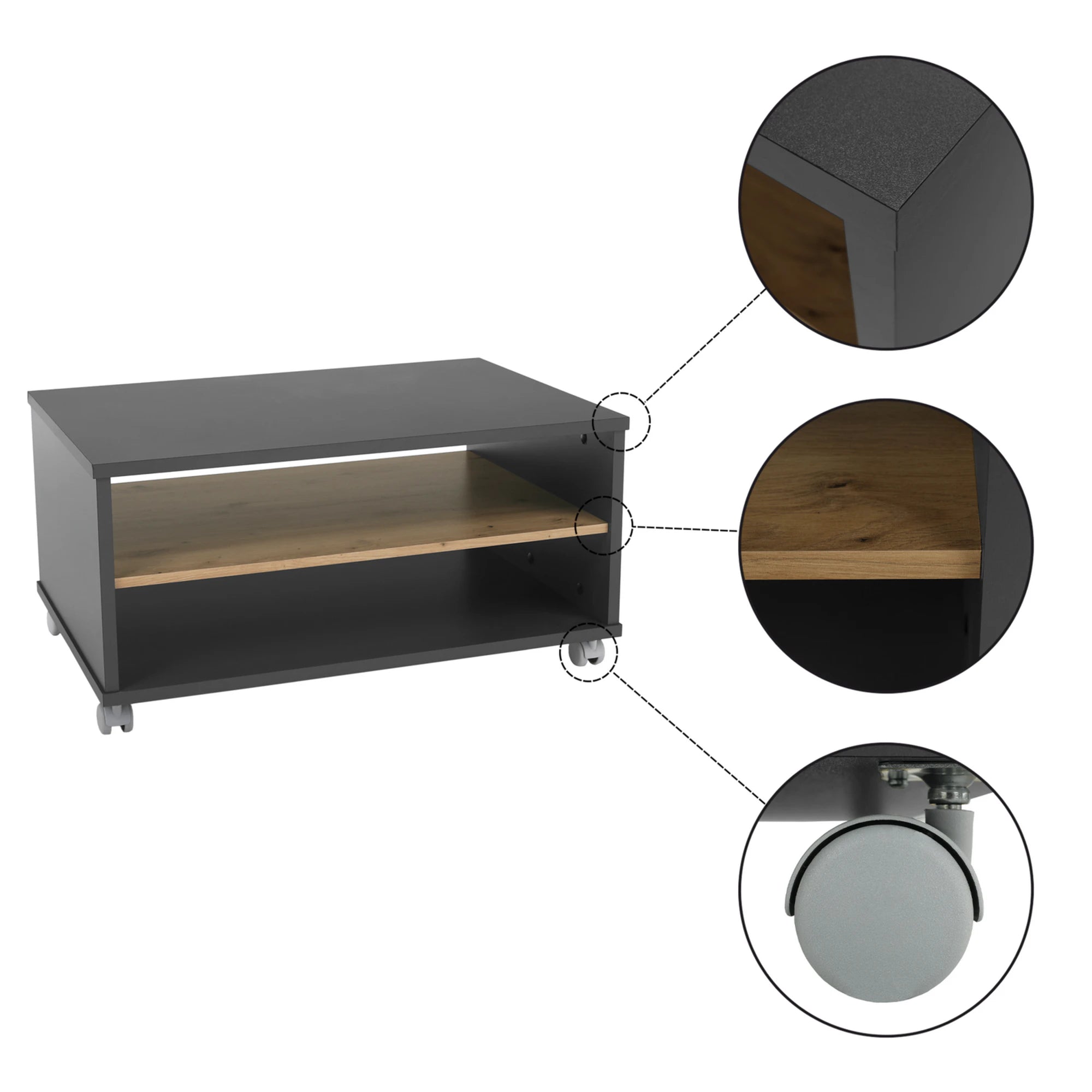 Masuta cafea RIOMA NEW TYP 32, gri grafit/stejar artisan, DTD laminat, 90x60x45 cm