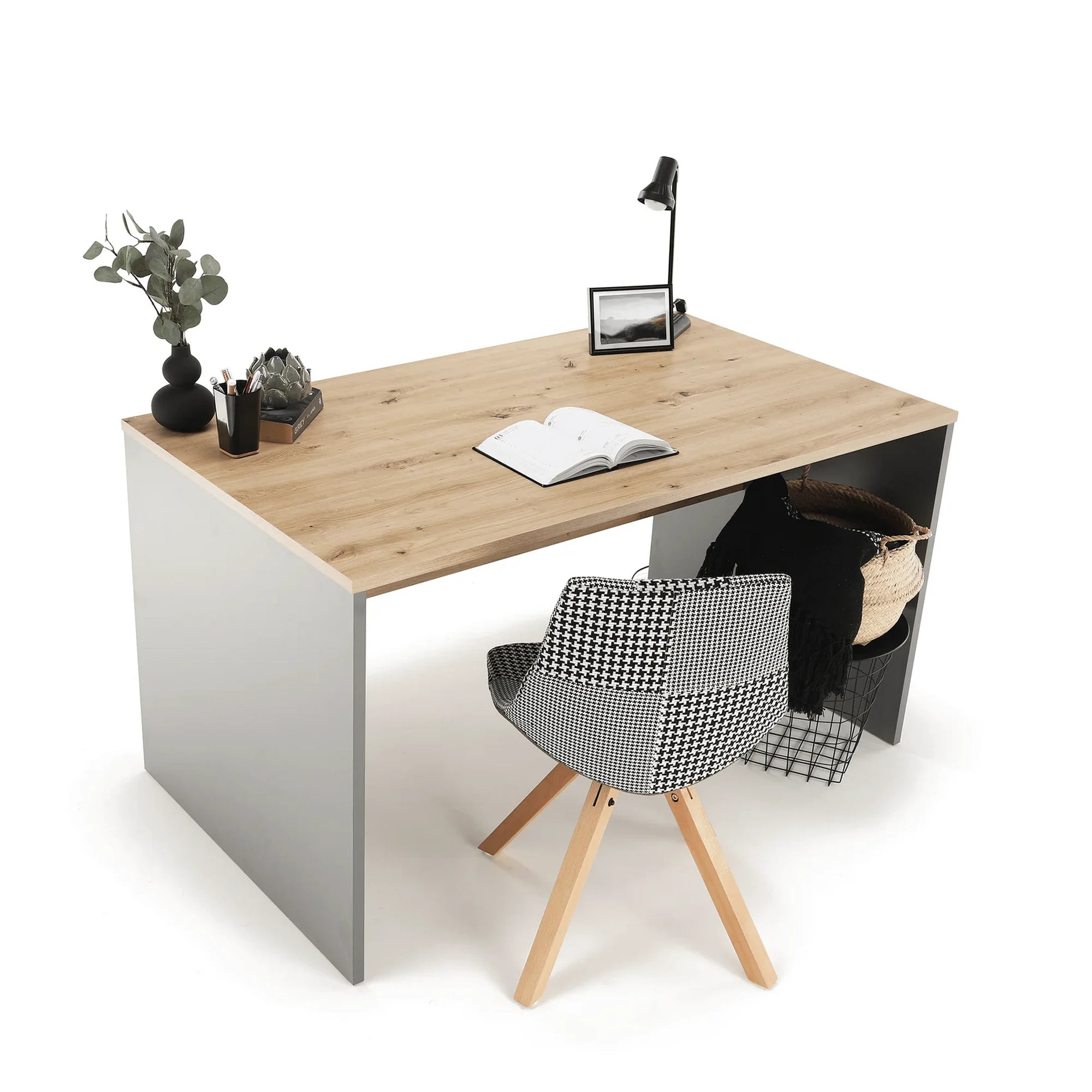 Masa birou RIOMA NEW TYP 11, stejar artisan/gri grafit, DTD laminat, 140x80x76 cm
