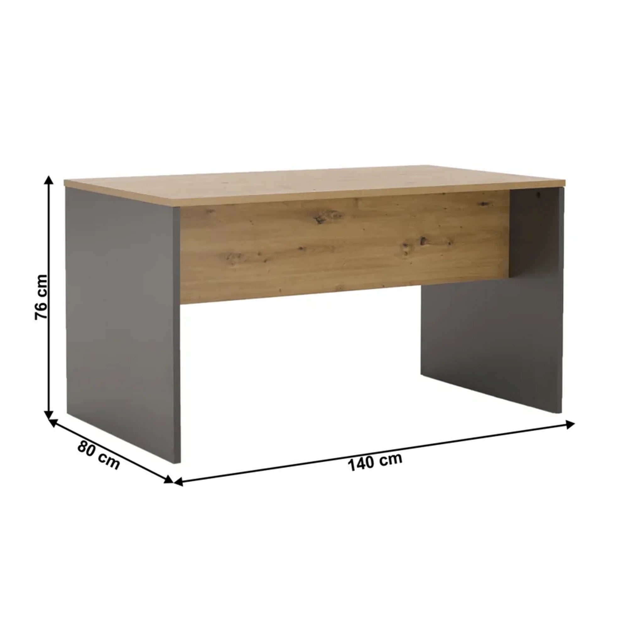 Masa birou RIOMA NEW TYP 11, stejar artisan/gri grafit, DTD laminat, 140x80x76 cm