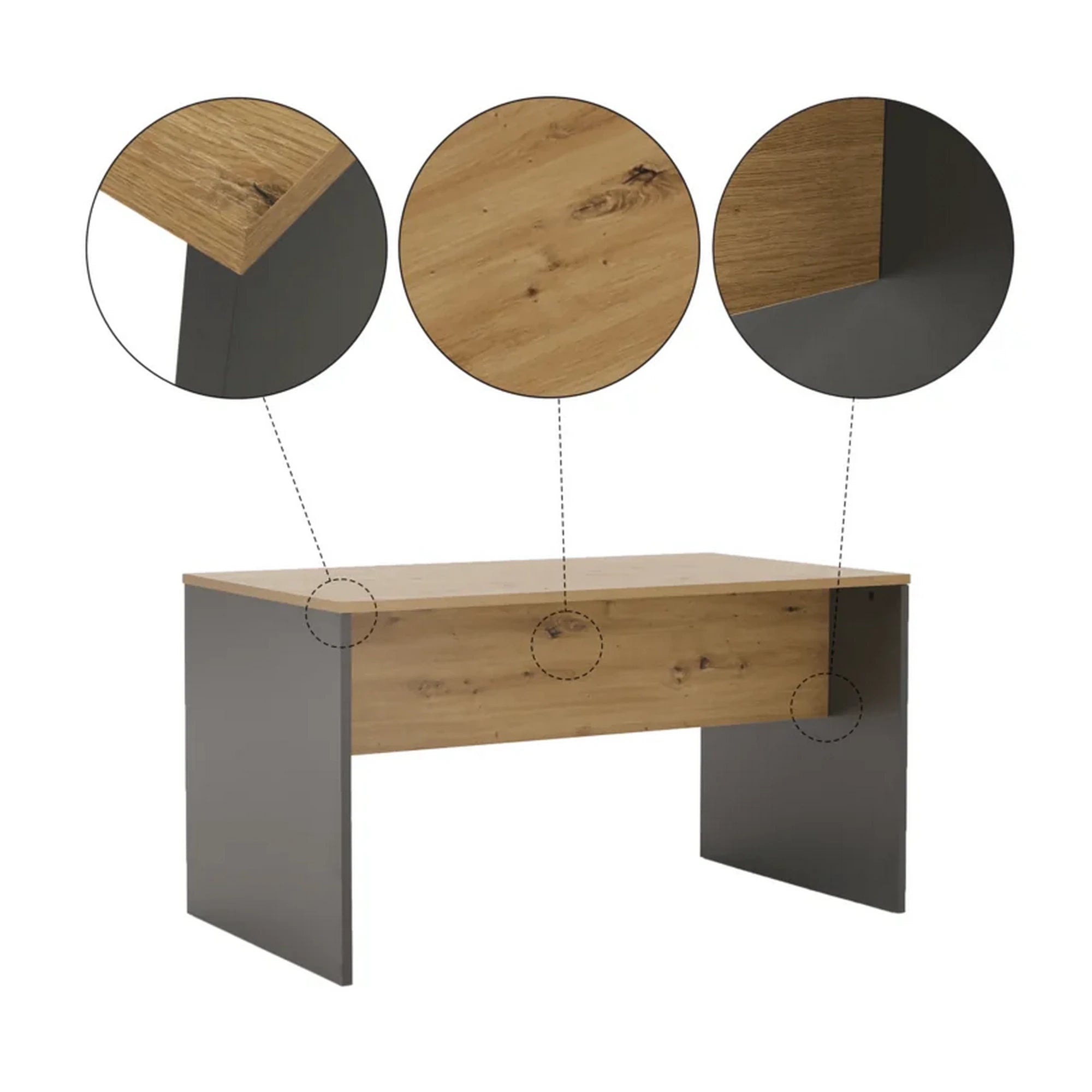 Masa birou RIOMA NEW TYP 11, stejar artisan/gri grafit, DTD laminat, 140x80x76 cm