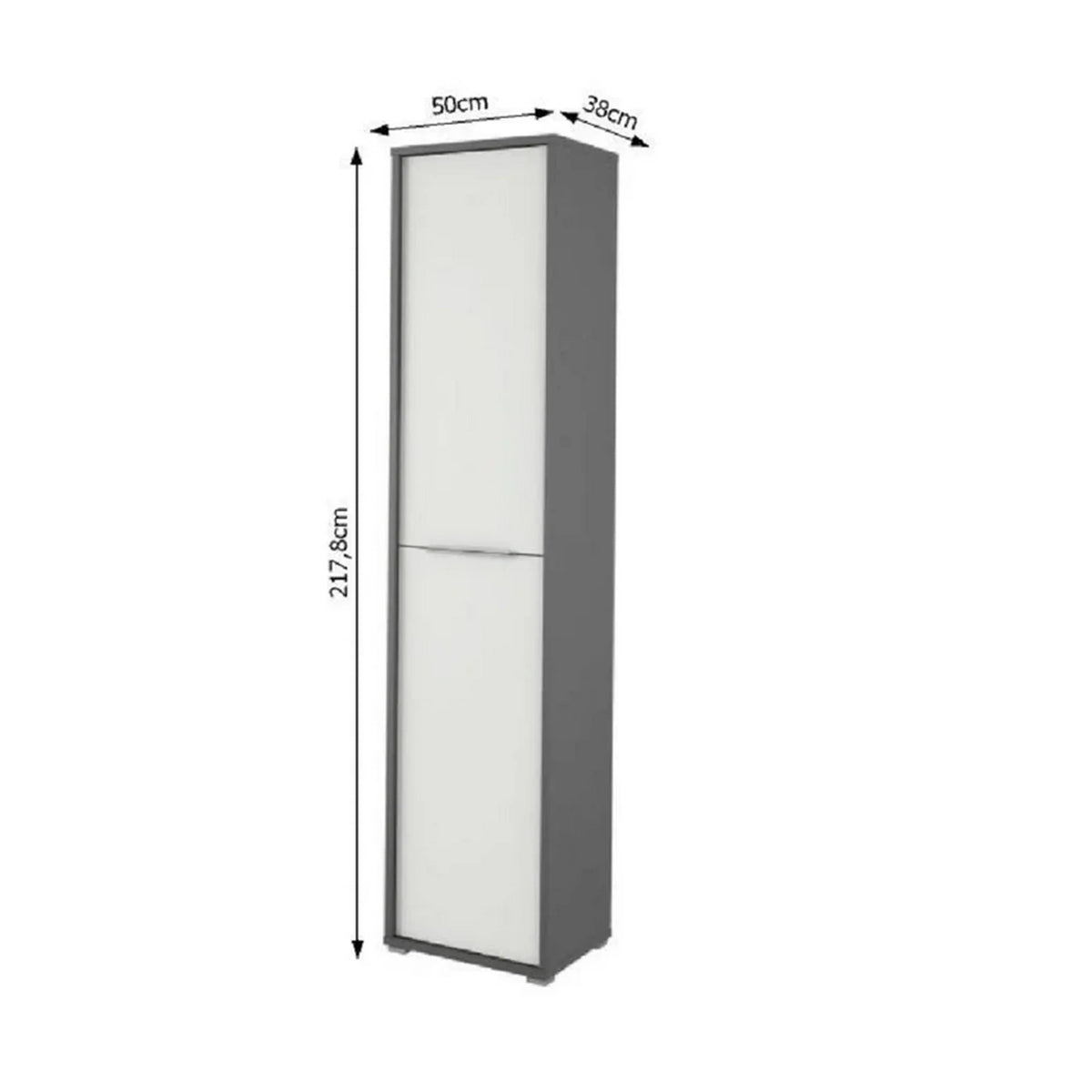 Dulap RIOMA NEW TYP 06, gri grafit/alb, DTD laminat, cu 2 usi, 50x38x218 cm