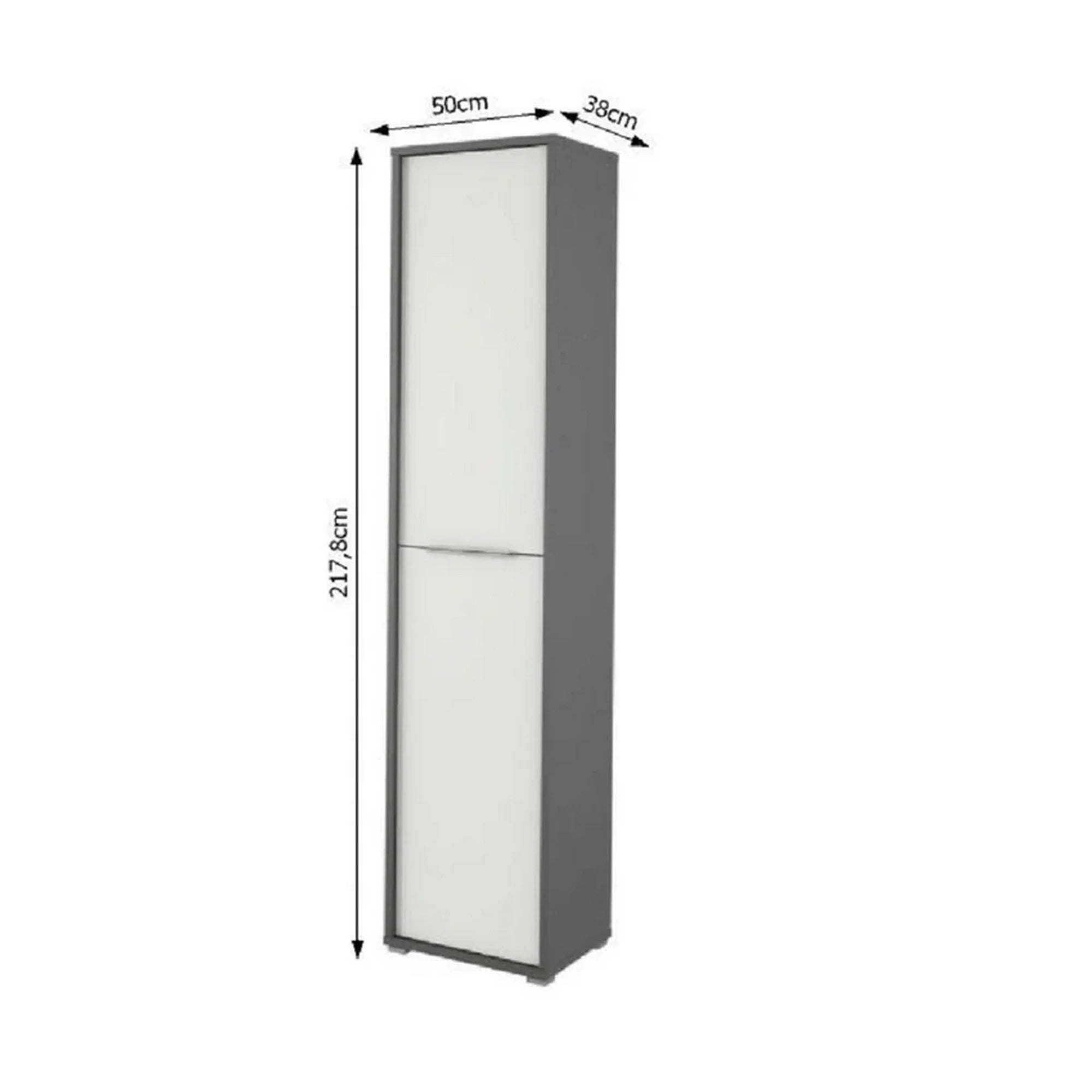 Dulap RIOMA NEW TYP 06, gri grafit/alb, DTD laminat, cu 2 usi, 50x38x218 cm