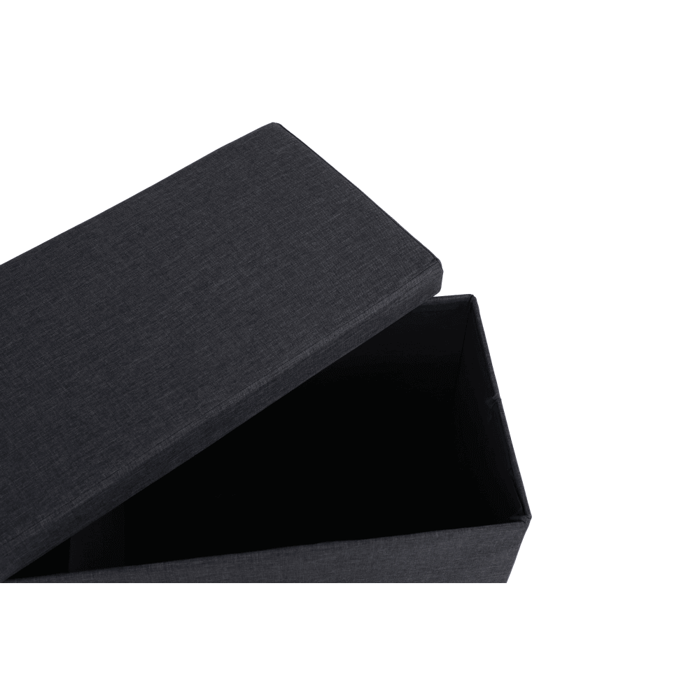 Taburet pliabil UMINA, stofa clasica gri inchis, cu spatiu depozitare, 114x38x38 cm