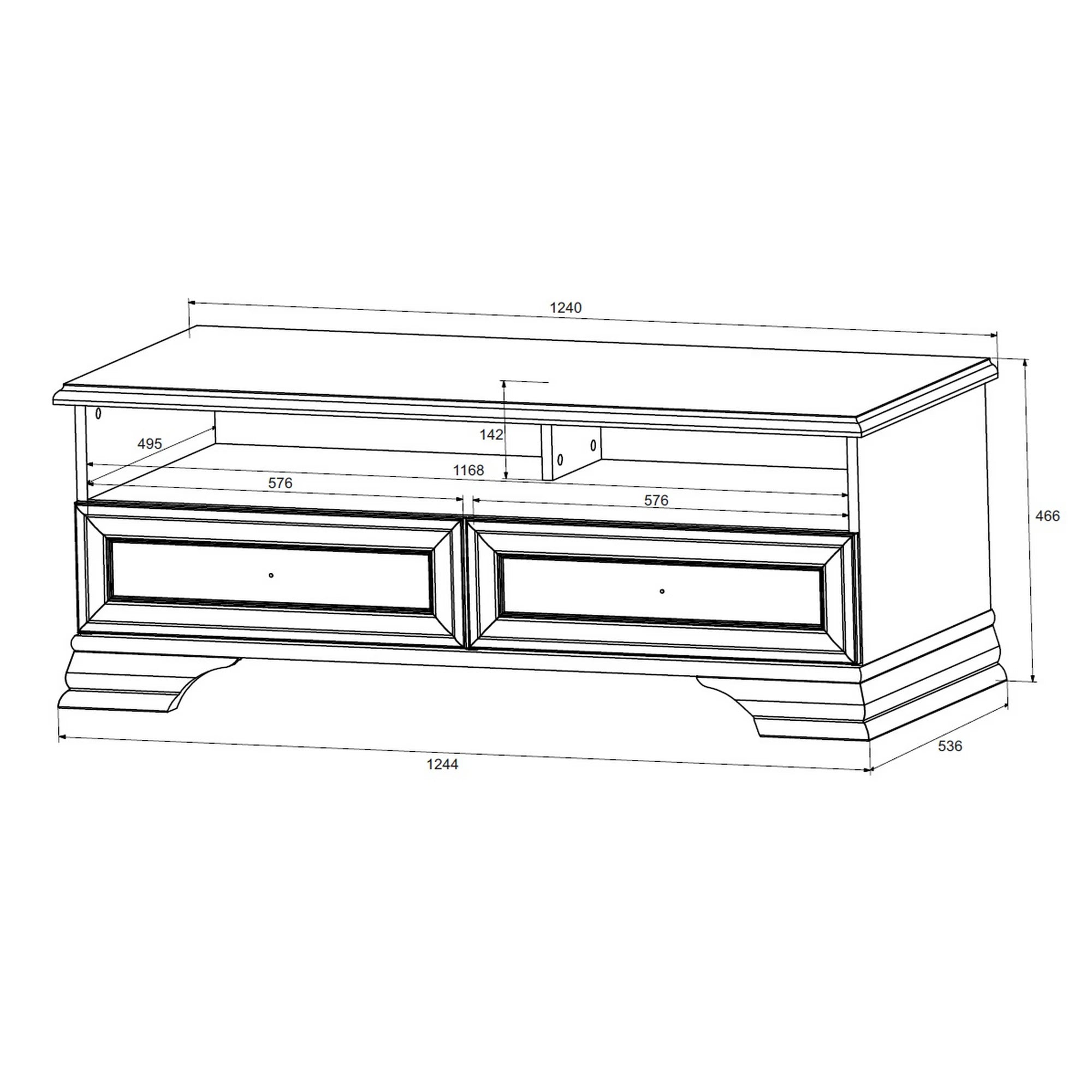Comoda TV IDENTO, alb, PAL/MDF, 124x54x47 cm