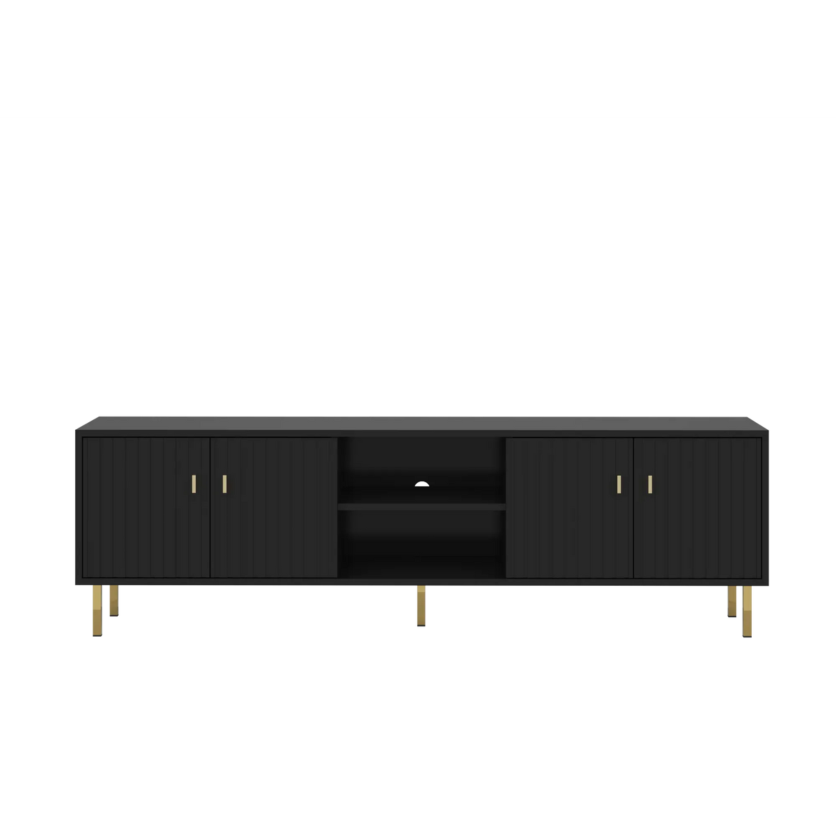 Comoda TV PIANO, negru, PAL, 165x40x50 cm