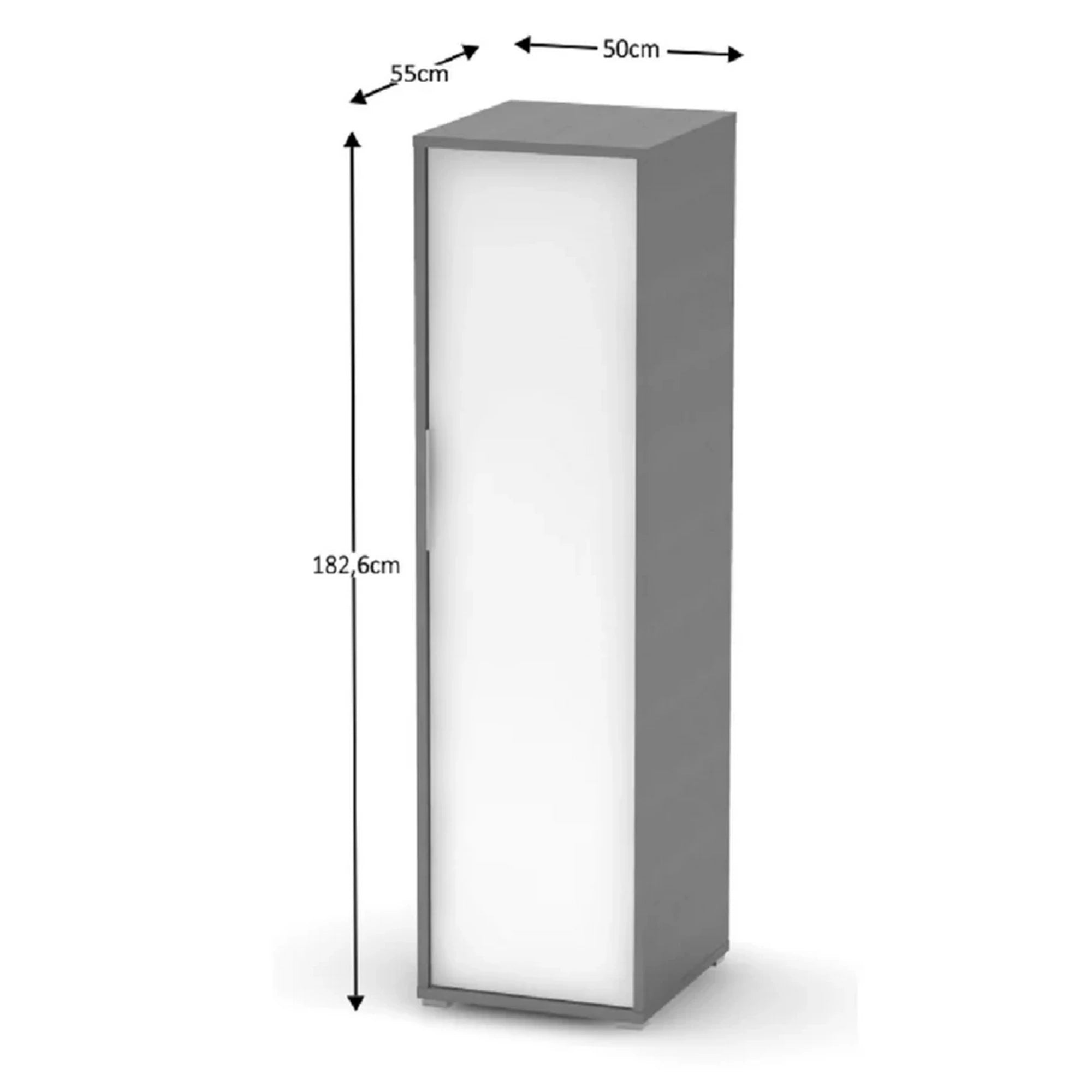 Dulap RIOMA NEW TYP 20, gri grafit/alb, DTD laminat, cu o usa, 50x55x183 cm