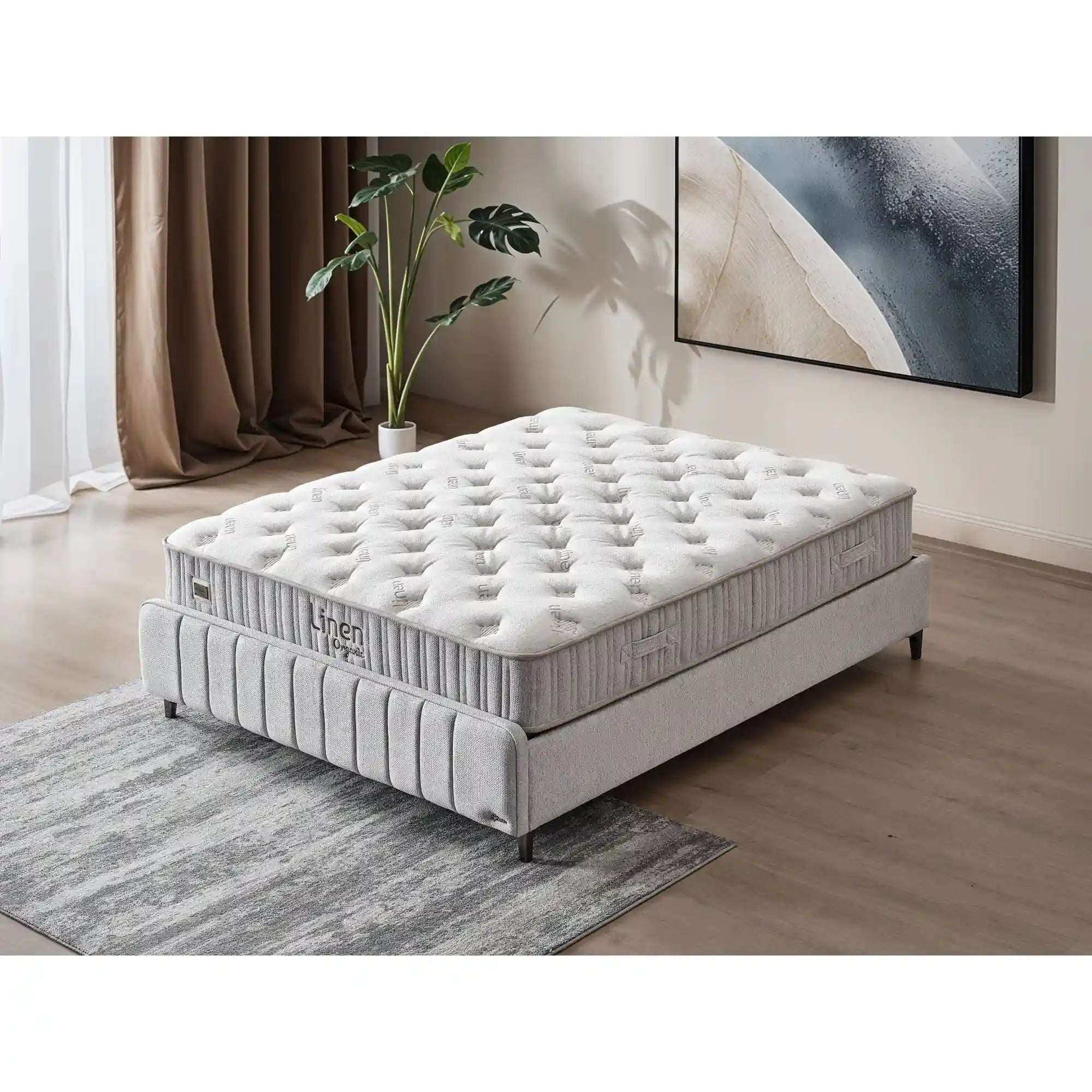 Saltea LINEN ORGANIC, gri, 160x200 cm