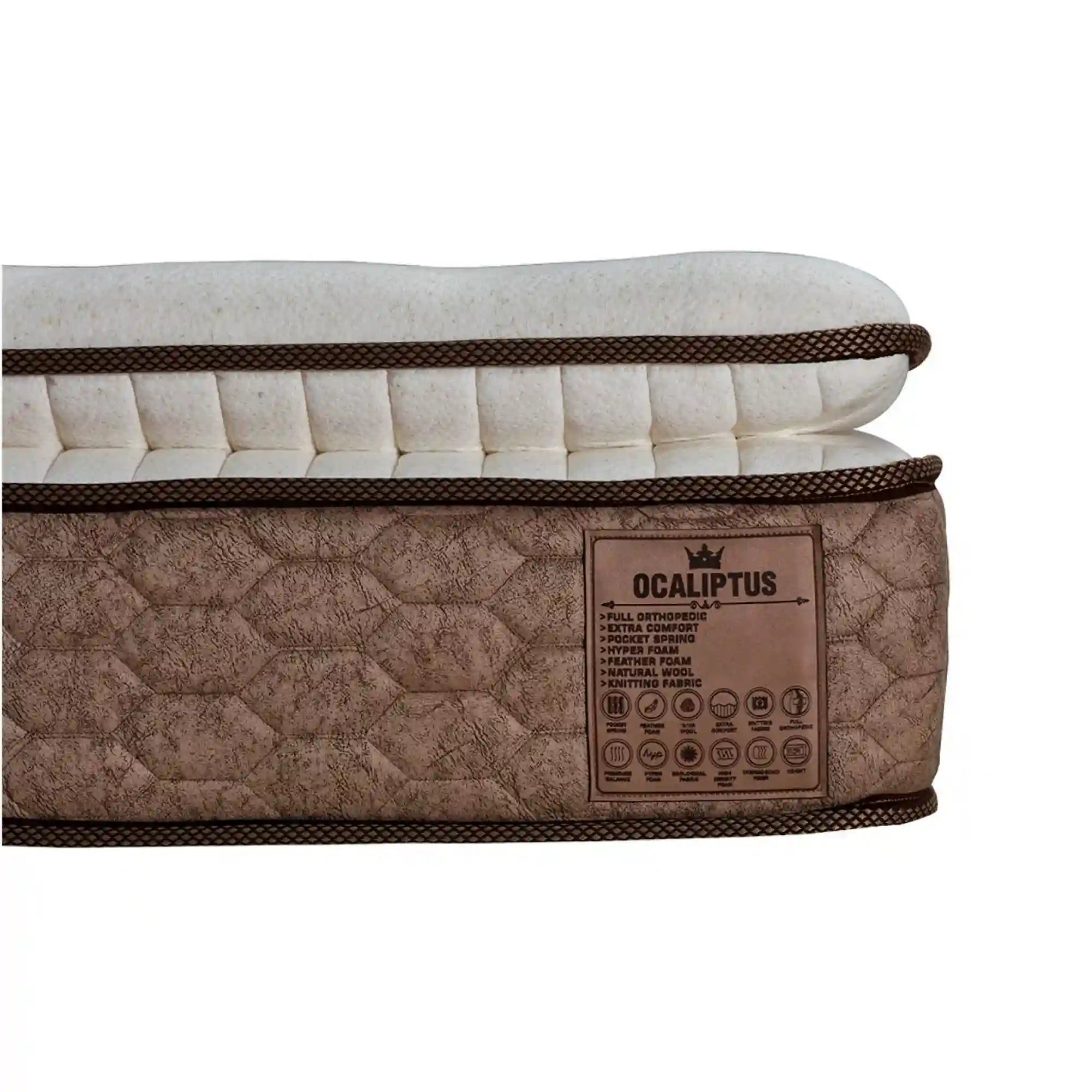 Saltea OCALIPTUS, alb/maro, 140x200 cm