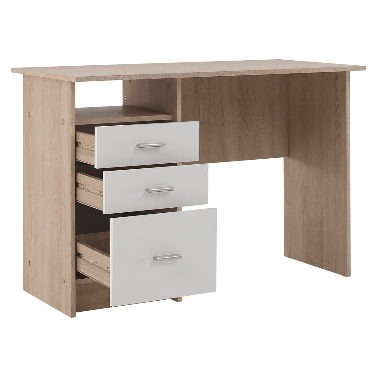 Birou SAMSON NEW, stejar sonoma/alb, PAL melaminat, 110x55x76 cm
