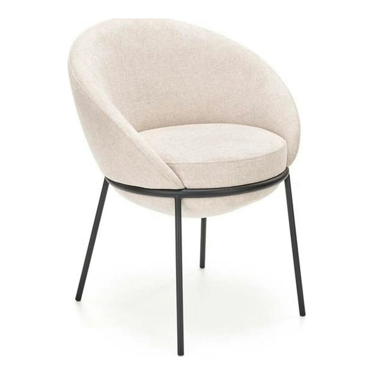 Saun tapitat dining K482, bej/negru, stofa clasica/metal, 61x59x78 cm