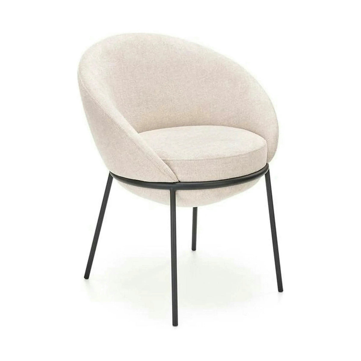 Saun tapitat dining K482, bej/negru, stofa clasica/metal, 61x59x78 cm
