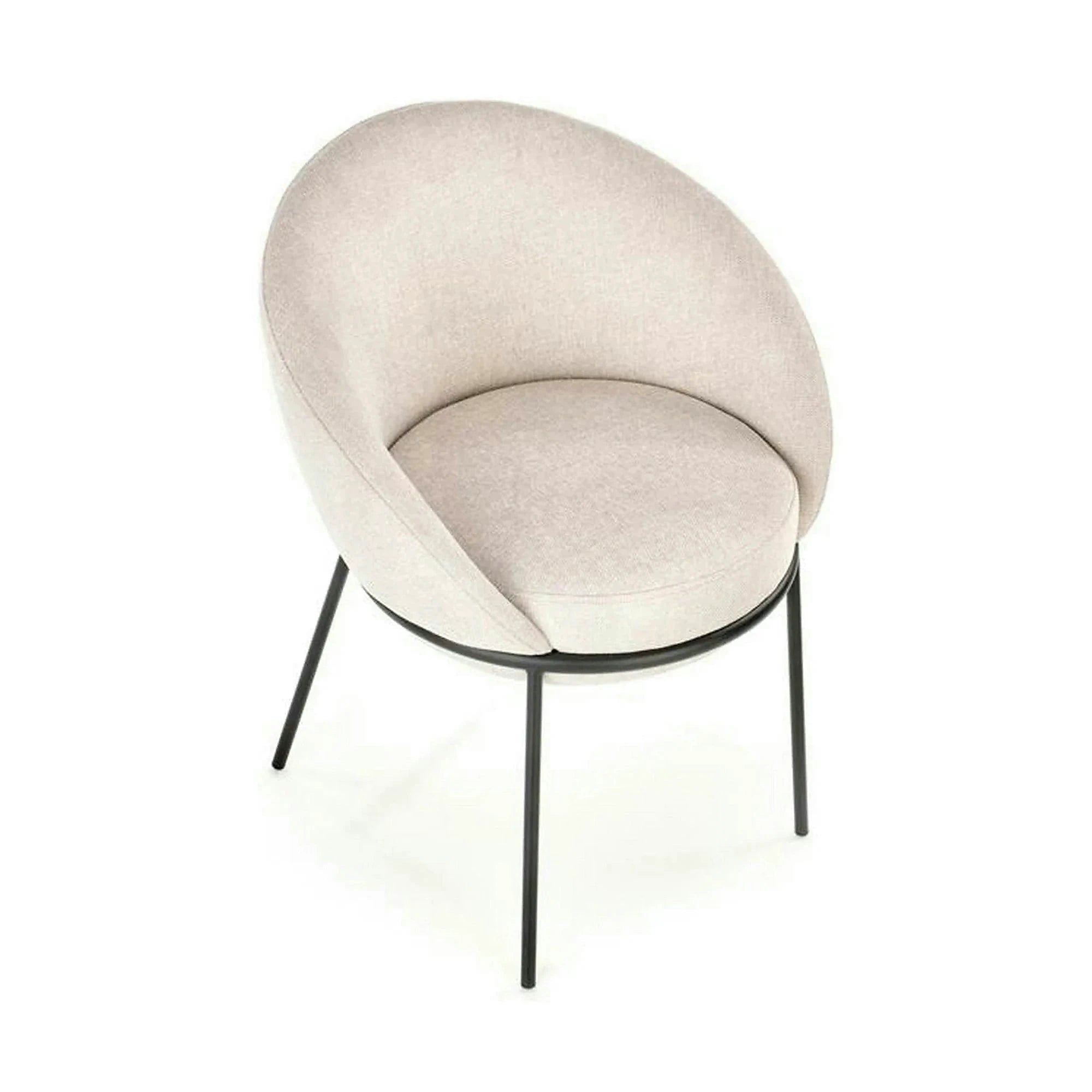 Saun tapitat dining K482, bej/negru, stofa clasica/metal, 61x59x78 cm
