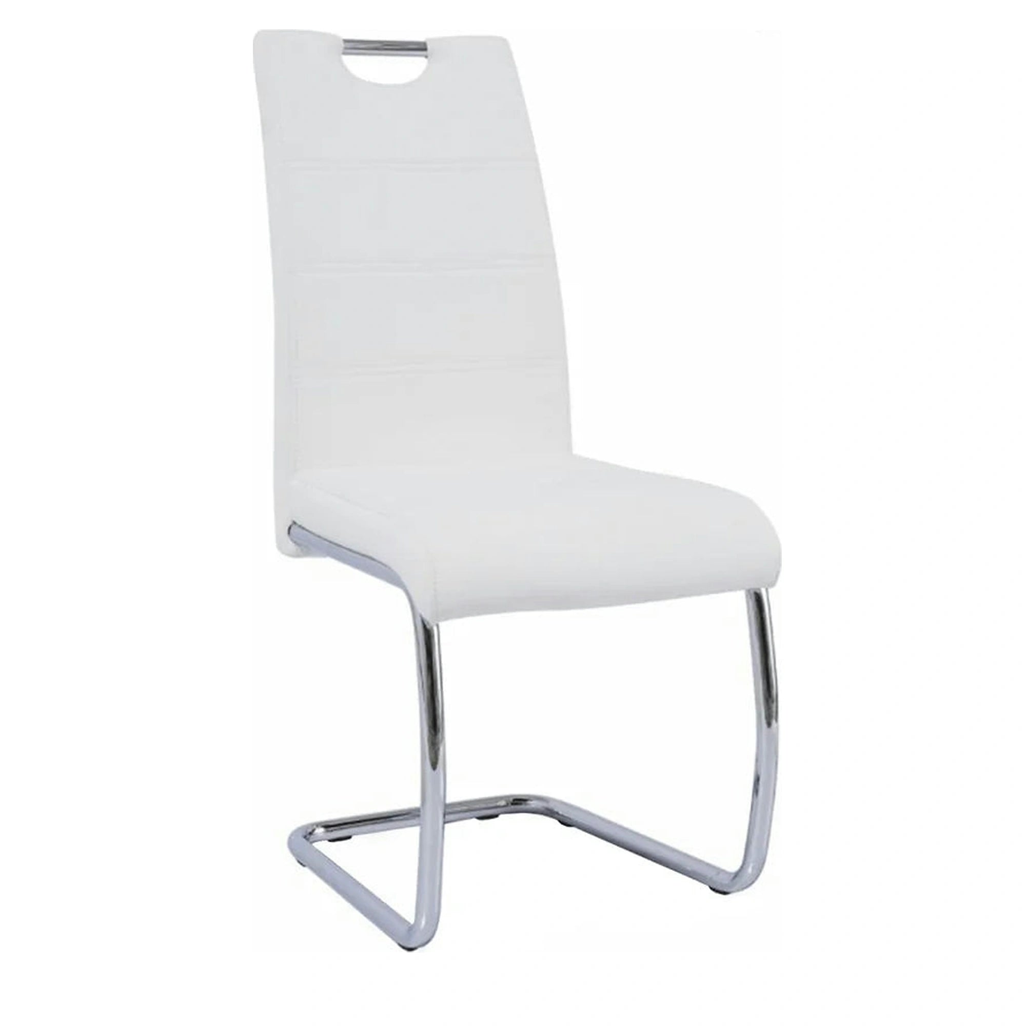 Scaun ABIRA NEW, alb/crom, piele ecologica/metal, 43x44x96 cm