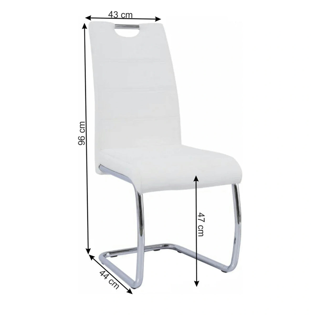 Scaun ABIRA NEW, alb/crom, piele ecologica/metal, 43x44x96 cm