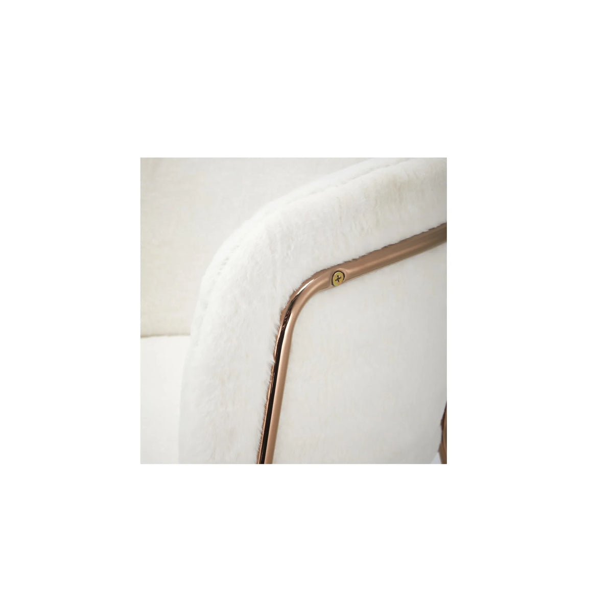 Scaun ADIMAR, alb/auriu, blana artificiala/metal, 57x56x76 cm