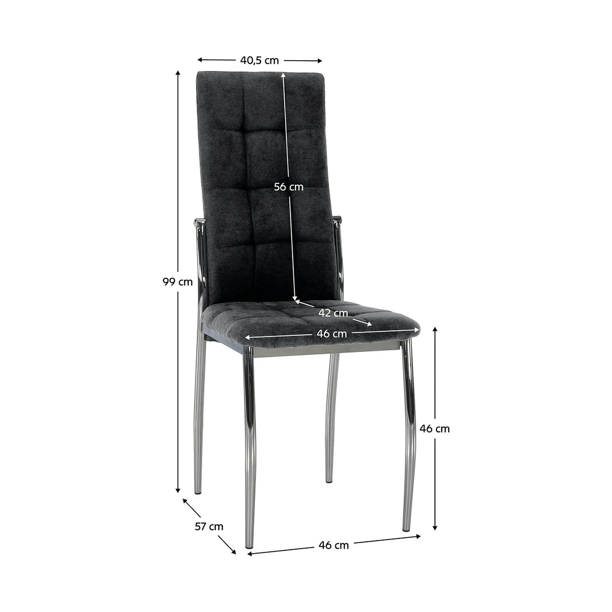 Scaun ADORA NEW 2, gri inchis/crom, stofa clasica/metal, 46x57x99 cm