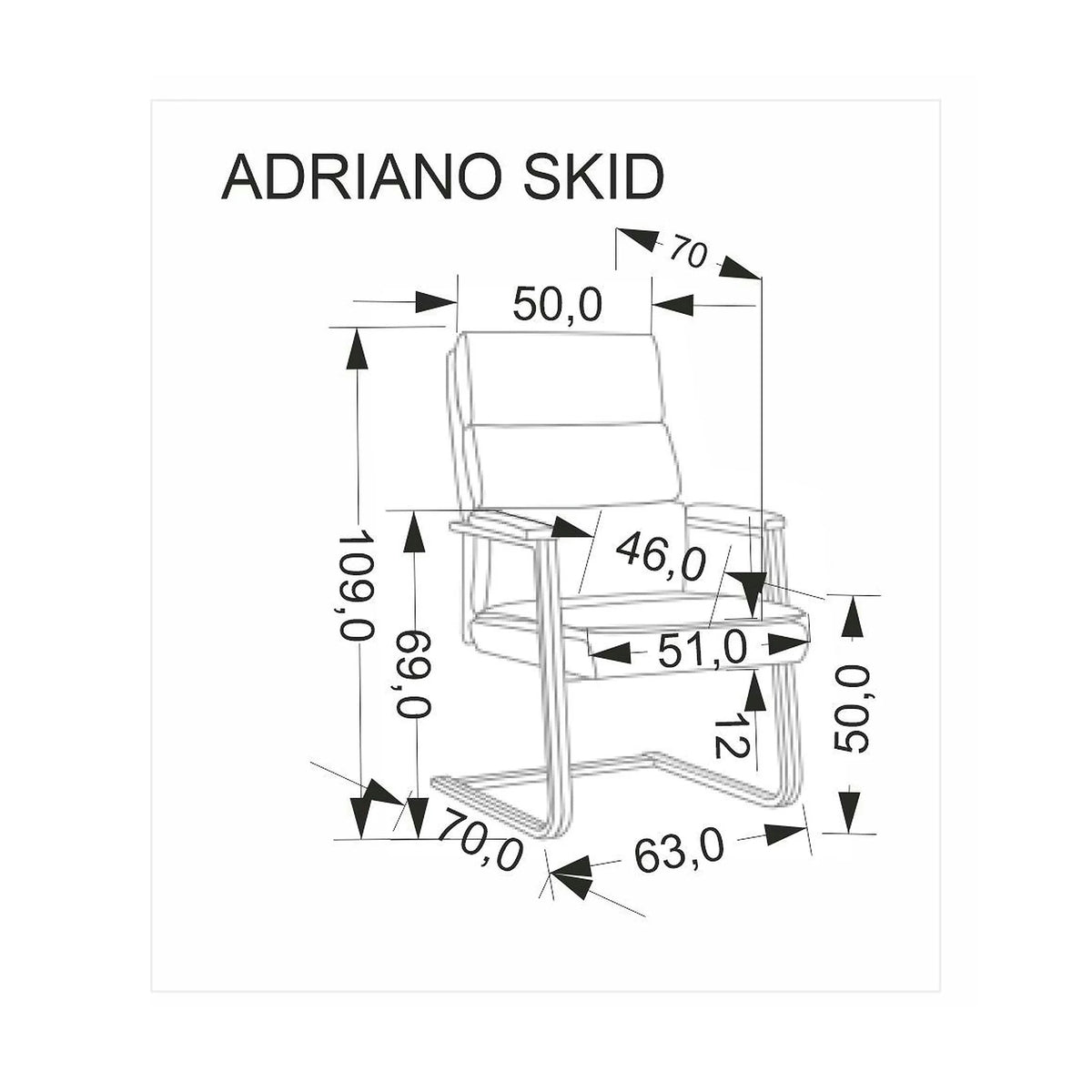 Scaun ADRIANO, negru, piele ecologica, 63x70x109 cm