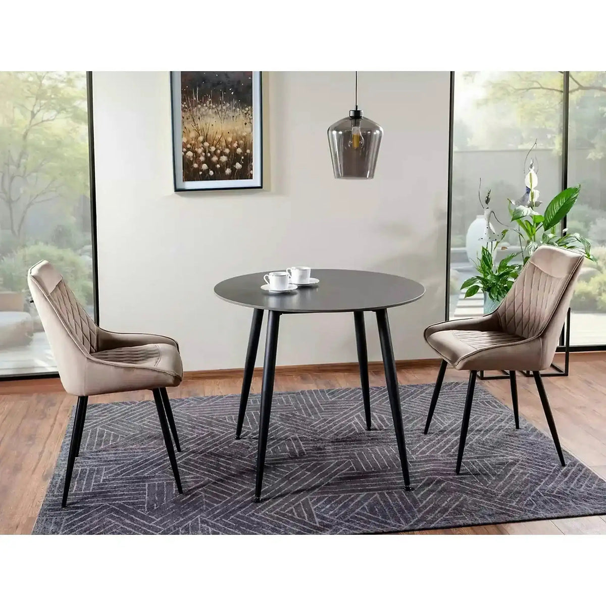 Scaun AGAT, bej inchis/negru, stofa catifelata - Bluvel 40/metal, 51x44x88 cm