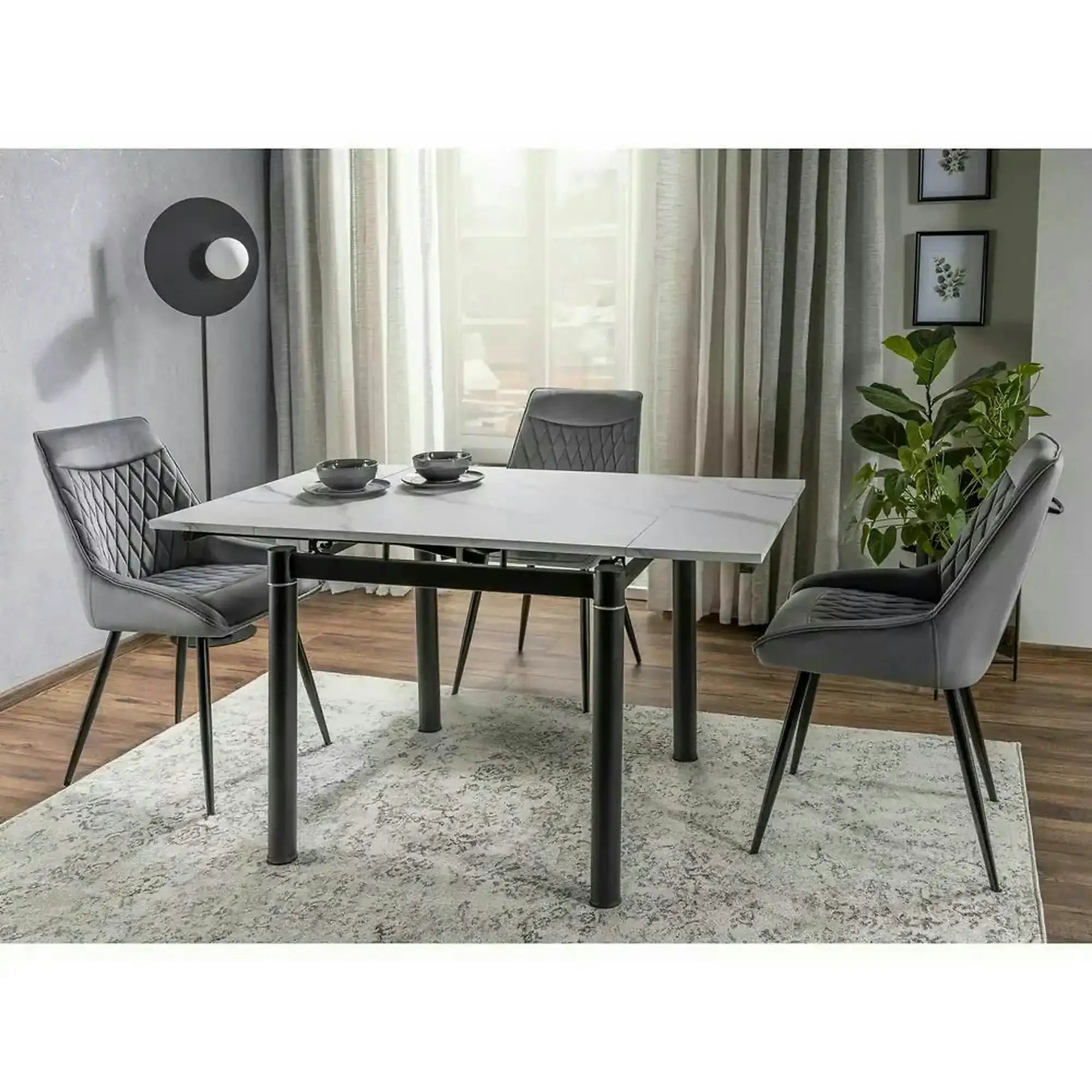 Scaun AGAT, gri/negru, stofa catifelata - Bluvel 14/metal, 51x44x88 cm