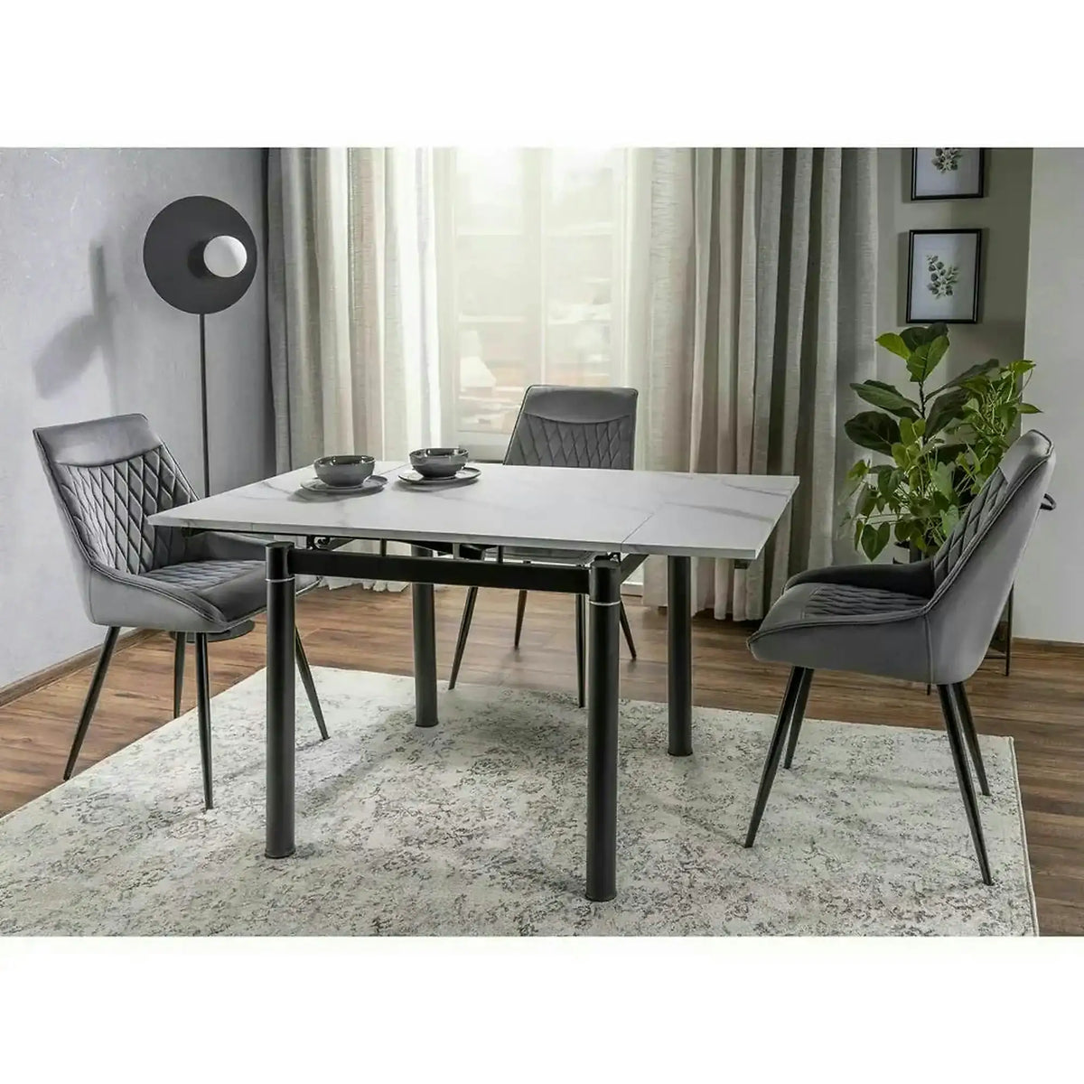 Scaun AGAT, gri/negru, stofa catifelata - Bluvel 14/metal, 51x44x88 cm