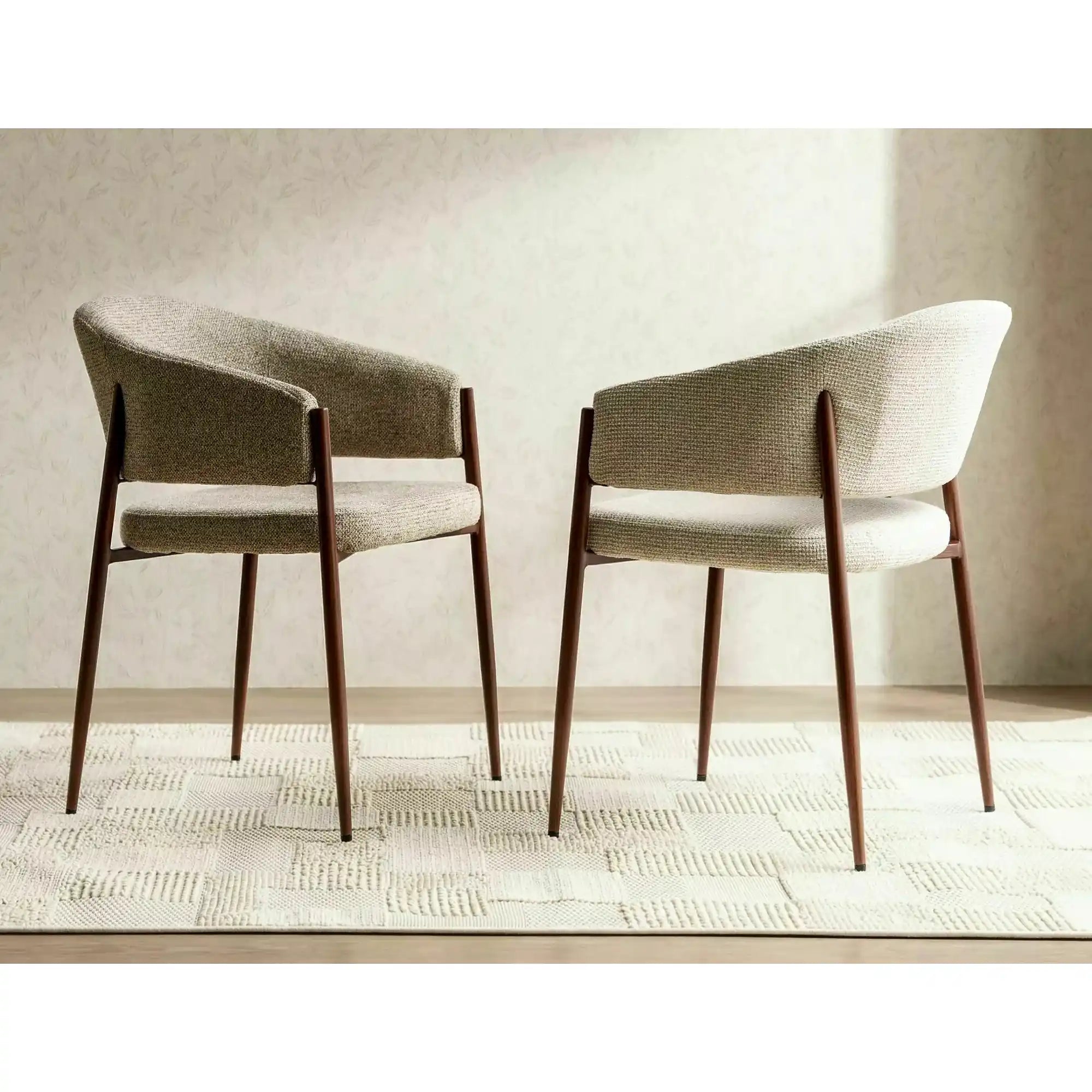 Scaun AKITA D, bej deschis/nuc, stofă/metal, 56x48x78 cm