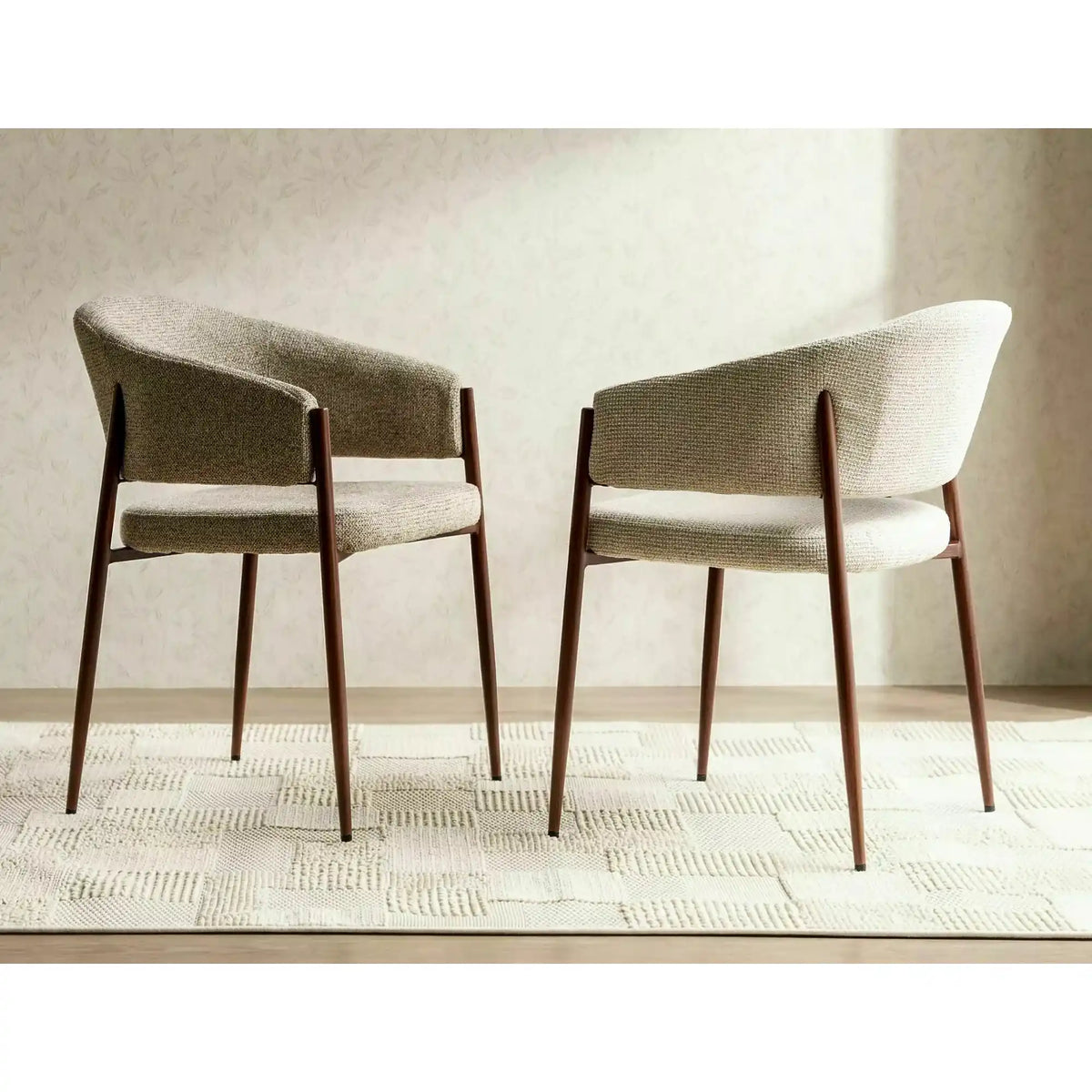 Scaun AKITA D, bej/nuc, stofă/metal, 56x48x78 cm