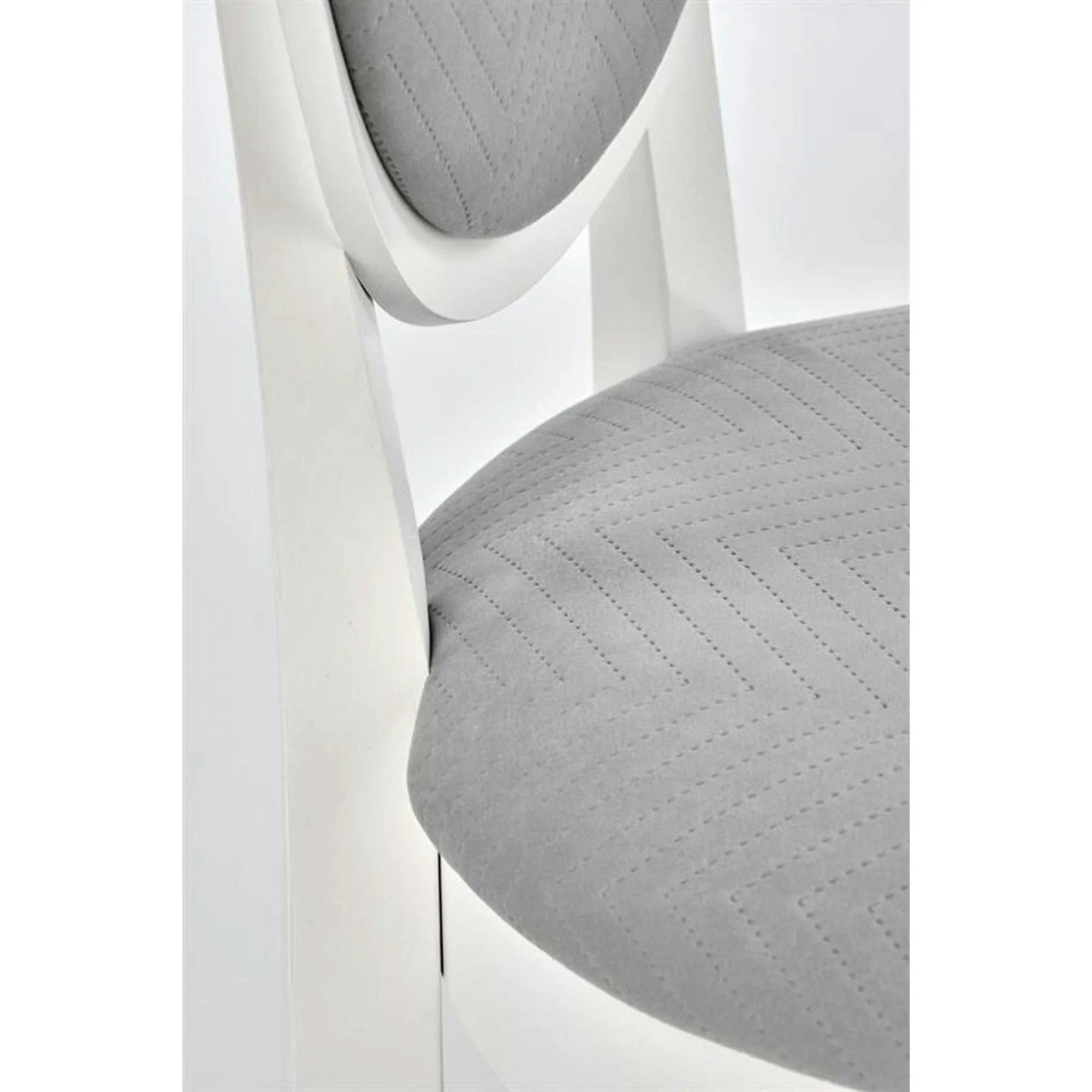 Scaun alb cu gri VELO, gri/alb, stofa catifelata/lemn, 44x53x96 cm