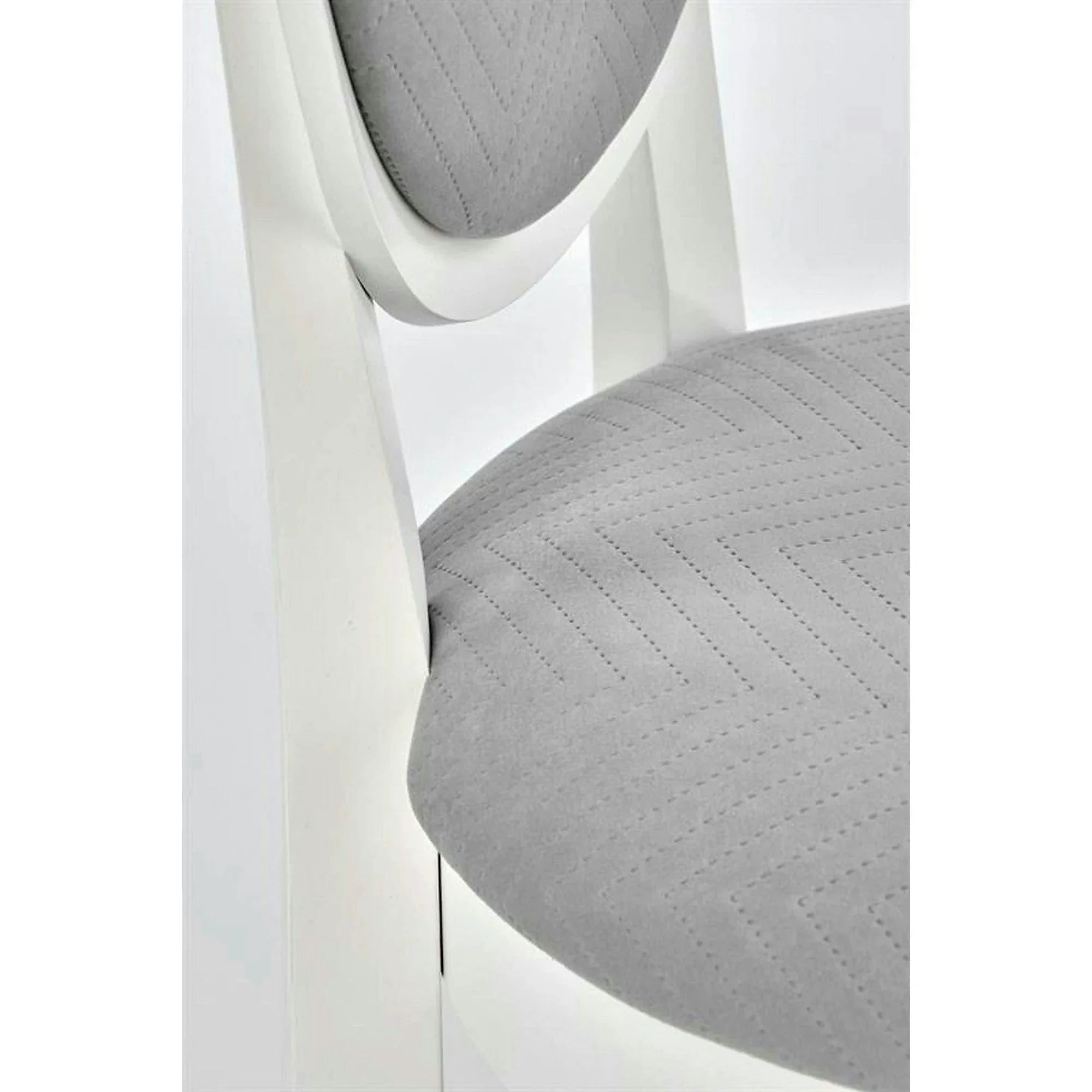 Scaun alb cu gri VELO, gri/alb, stofa catifelata/lemn, 44x53x96 cm