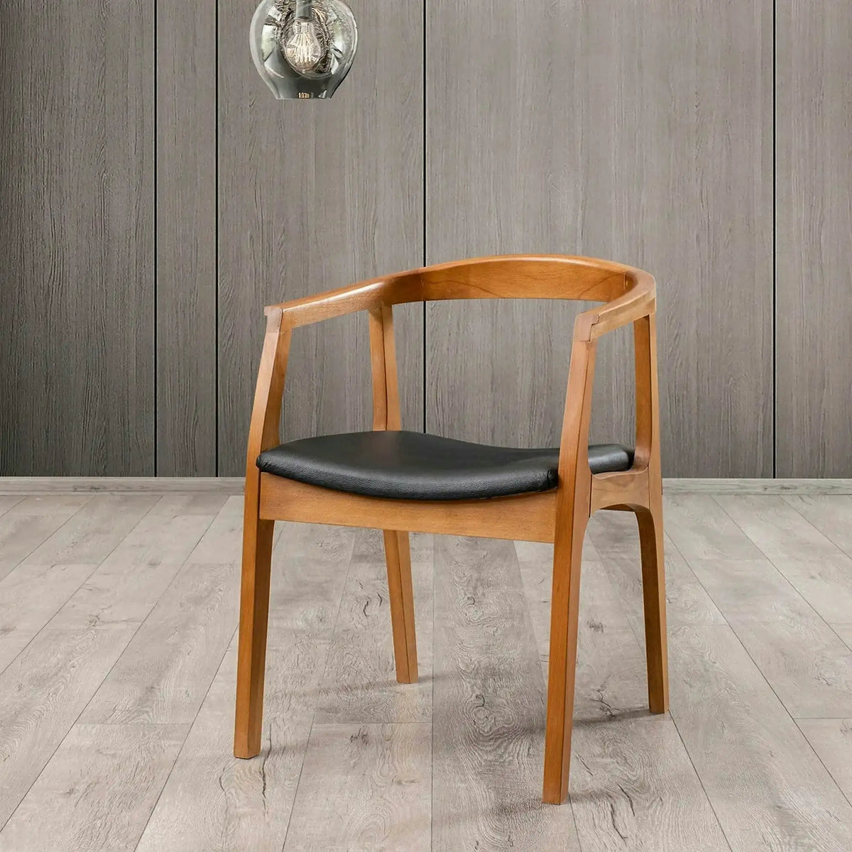 Scaun ALBERO 44, negru/nuc, piele ecologica/lemn, 50x53x70 cm