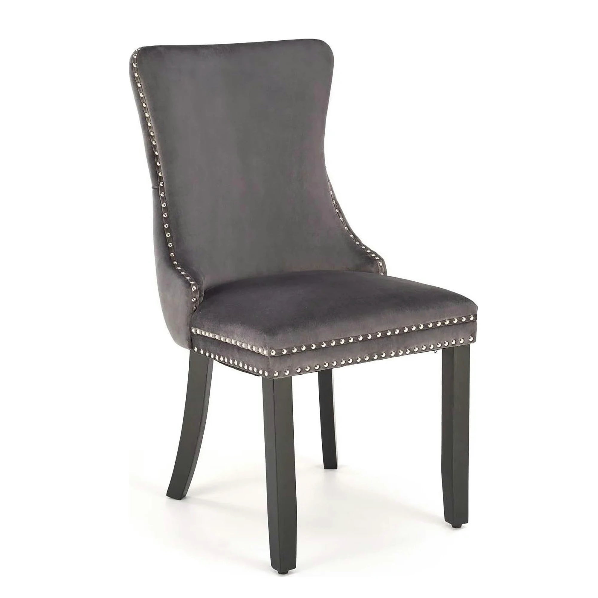 Scaun ALDA, gri/negru, stofa catifelata/lemn, 50x62x95 cm