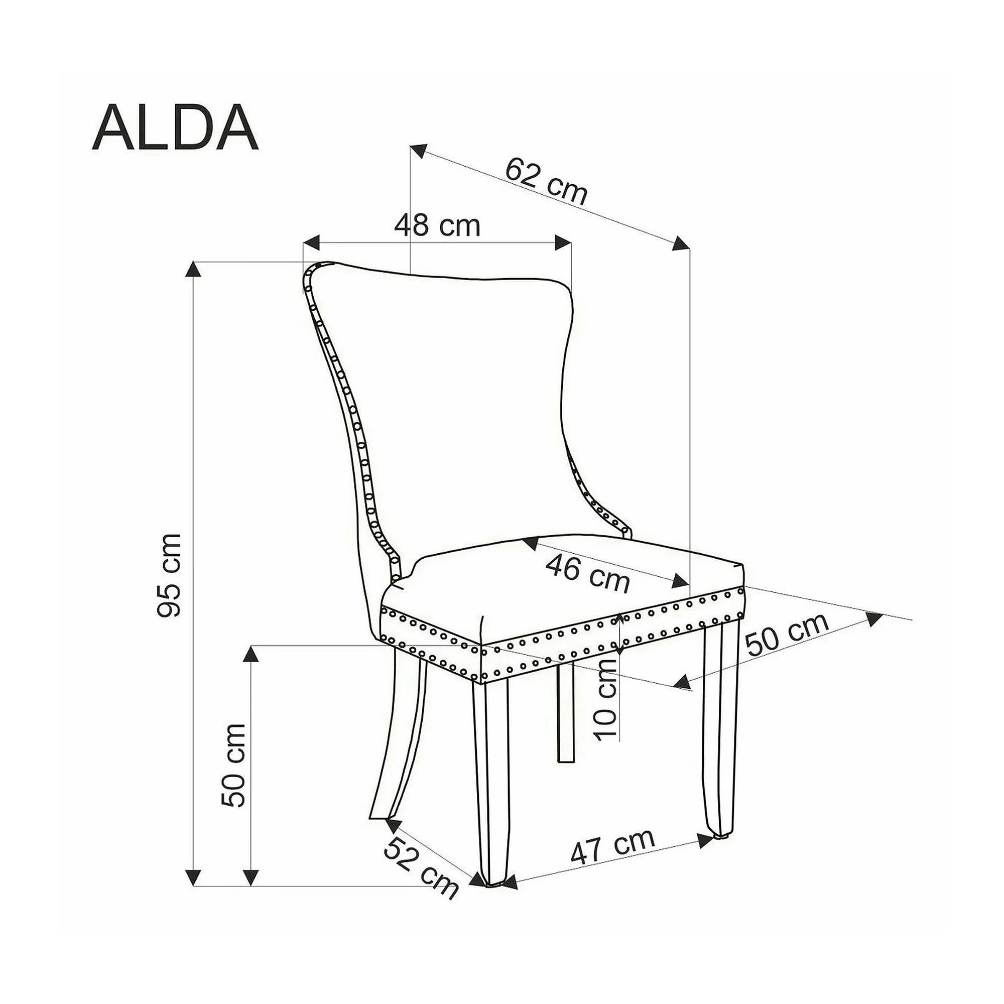 Scaun ALDA, gri/negru, stofa catifelata/lemn, 50x62x95 cm