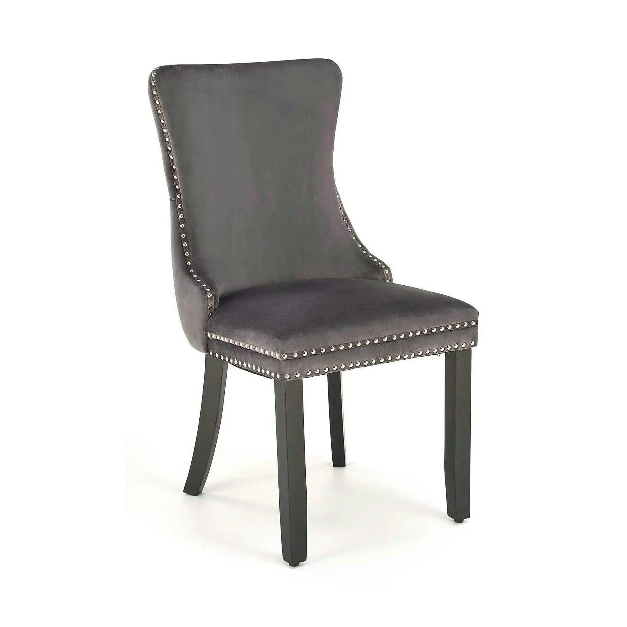 Scaun ALDA, gri/negru, stofa catifelata/lemn, 50x62x95 cm