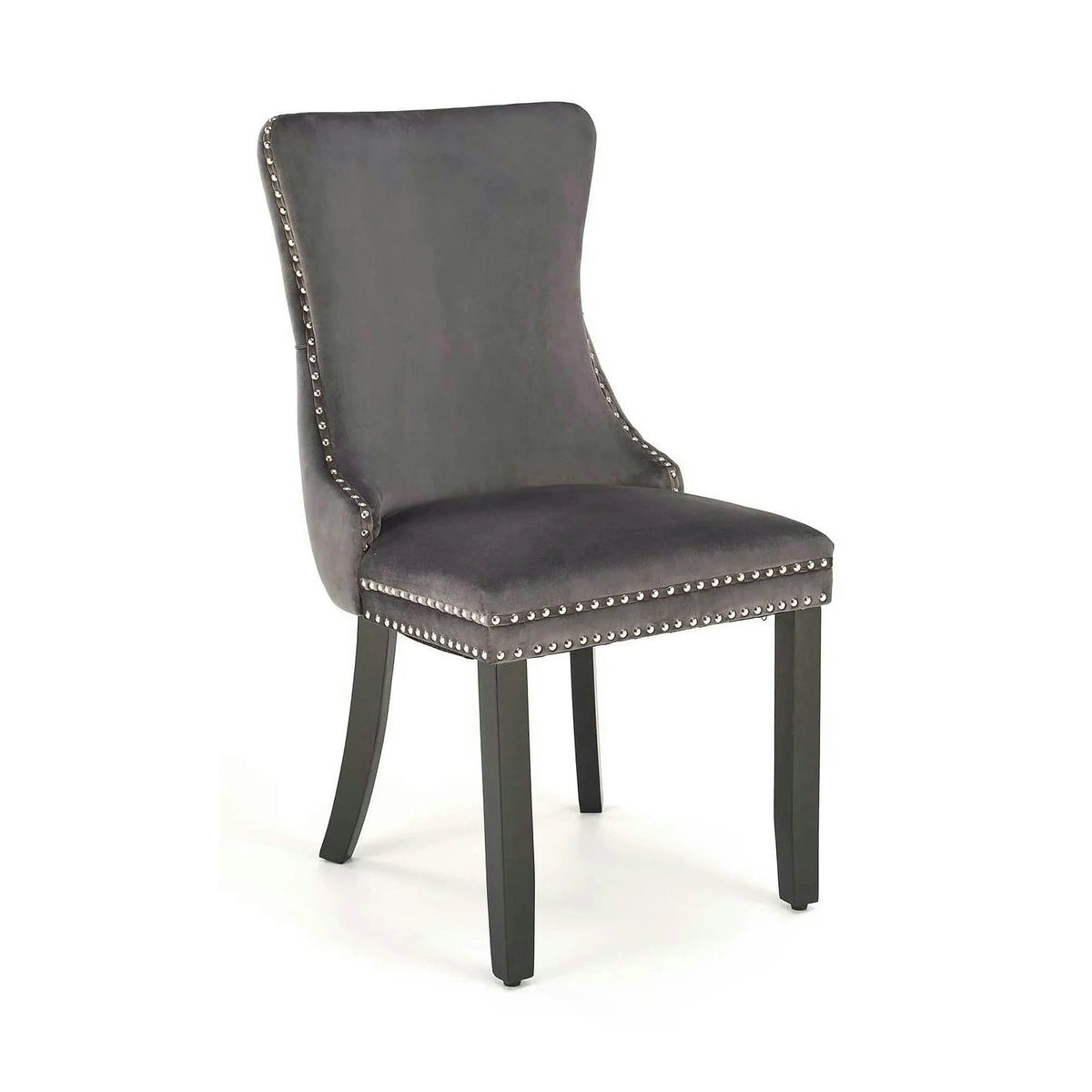 Scaun ALDA, gri/negru, stofa catifelata/lemn, 50x62x95 cm