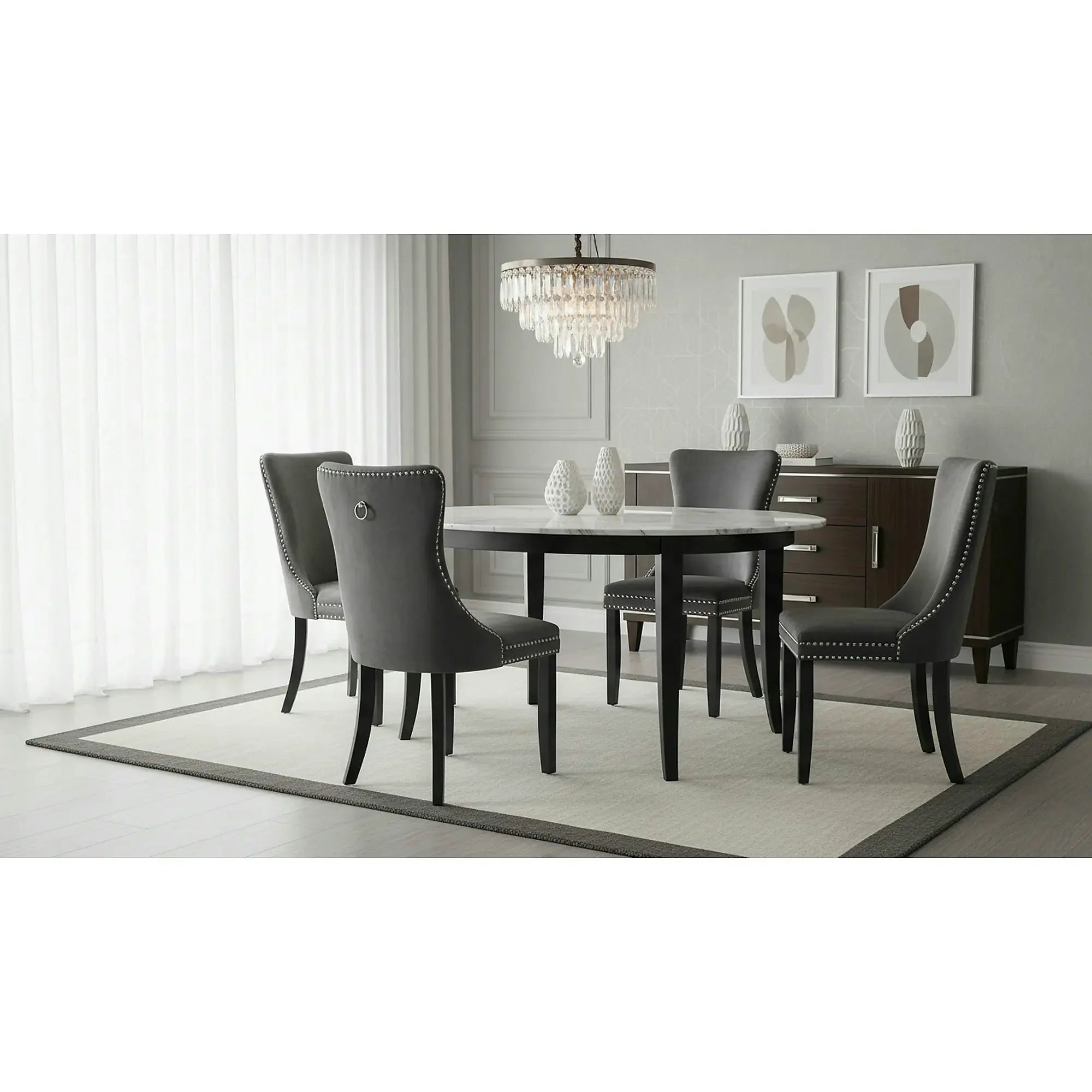 Scaun ALDA, gri/negru, stofa catifelata/lemn, 50x62x95 cm