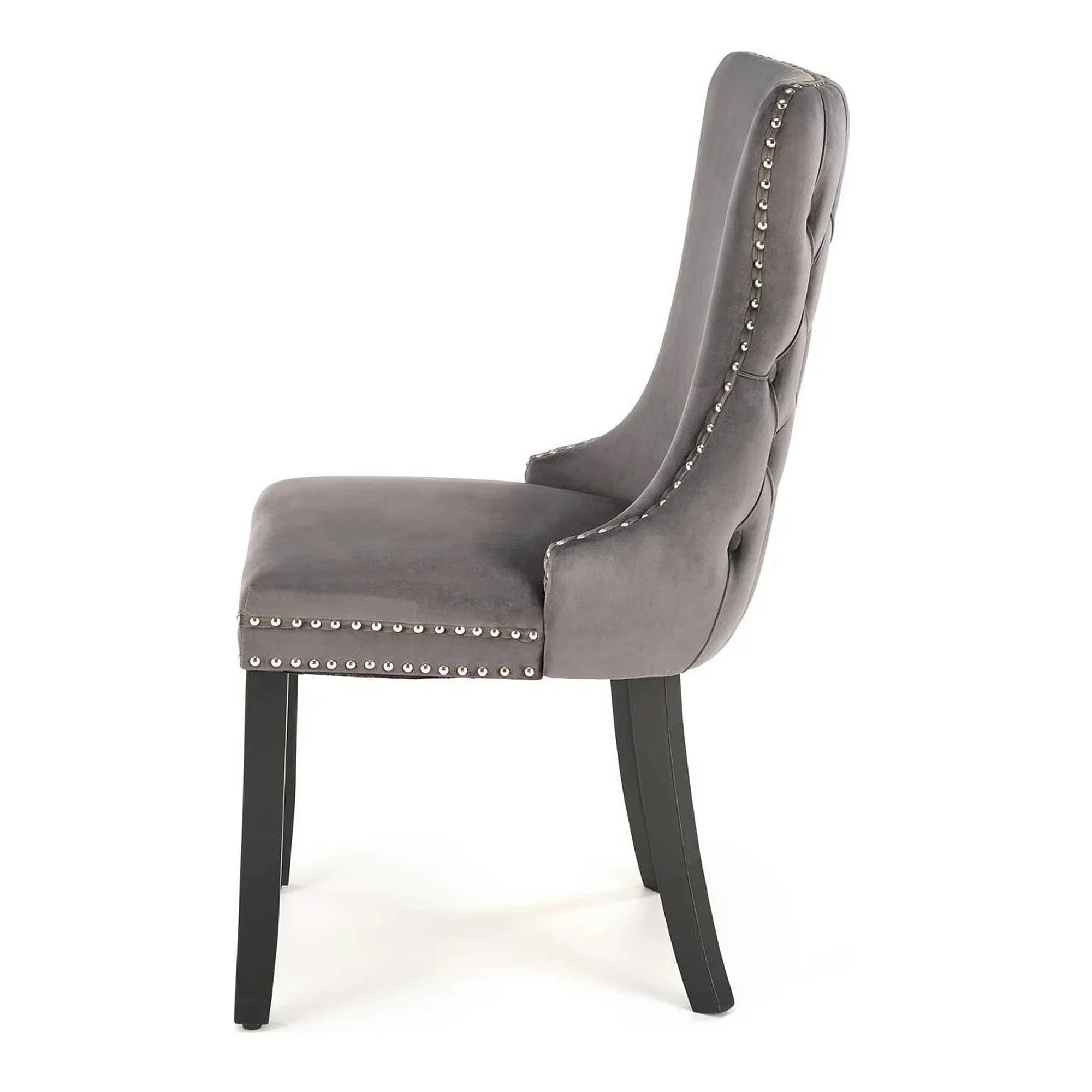 Scaun ALDA, gri/negru, stofa catifelata/lemn, 50x62x95 cm