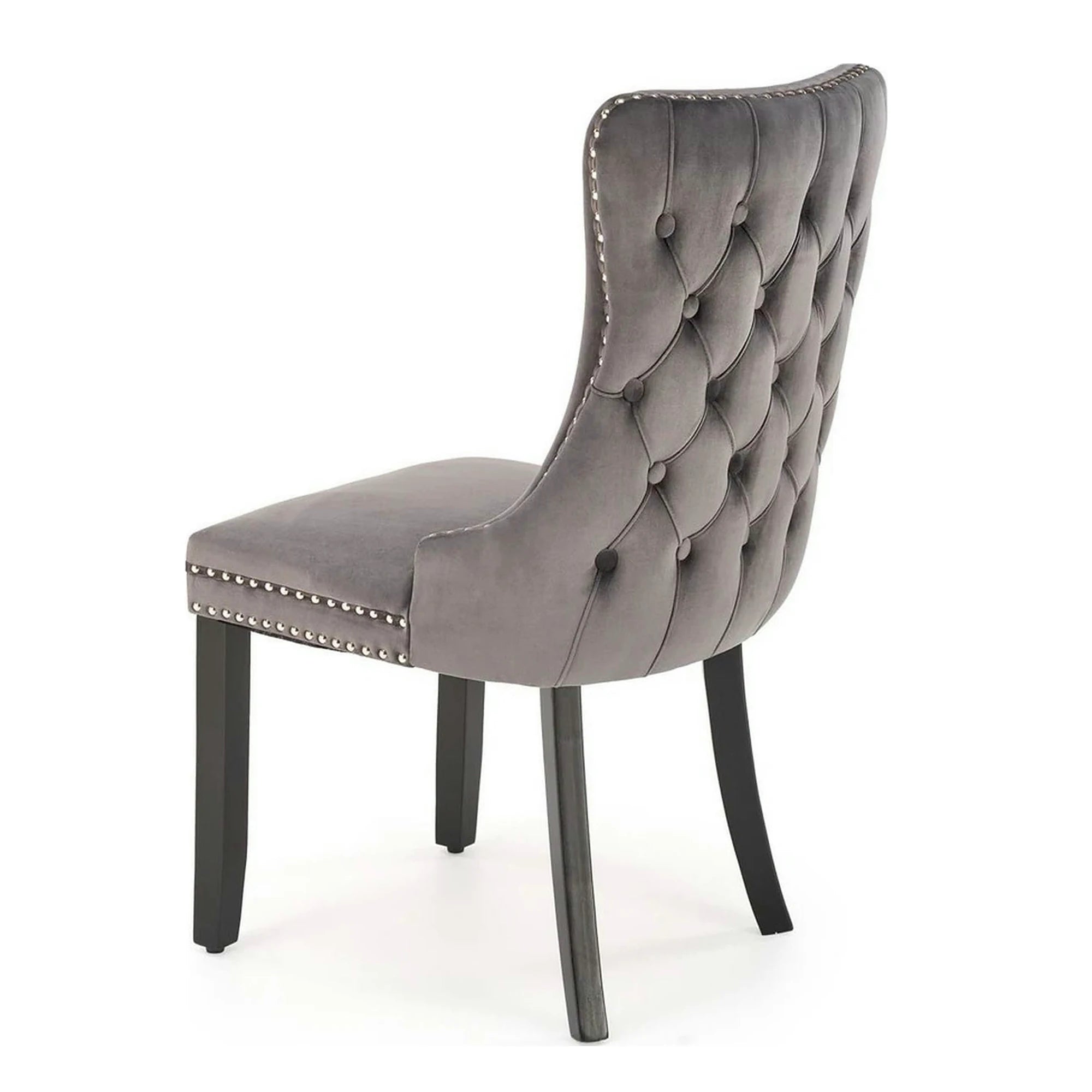 Scaun ALDA, gri/negru, stofa catifelata/lemn, 50x62x95 cm