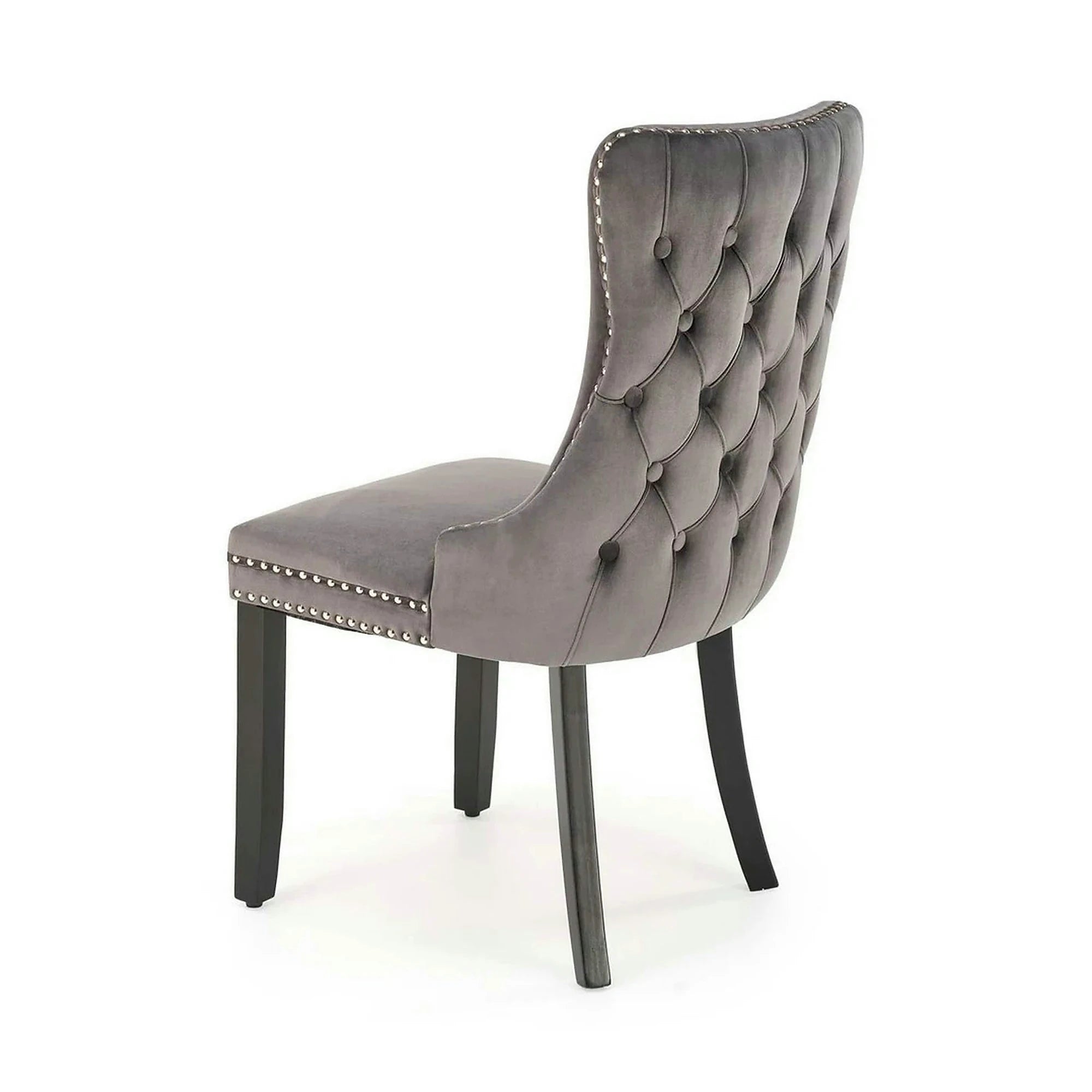 Scaun ALDA, gri/negru, stofa catifelata/lemn, 50x62x95 cm