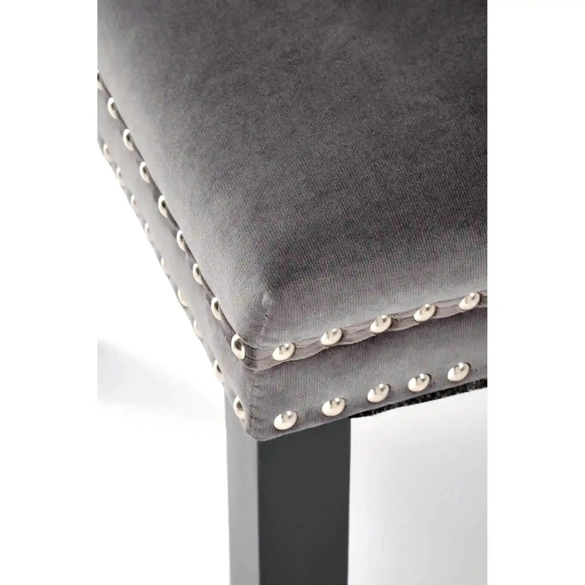 Scaun ALDA, gri/negru, stofa catifelata/lemn, 50x62x95 cm