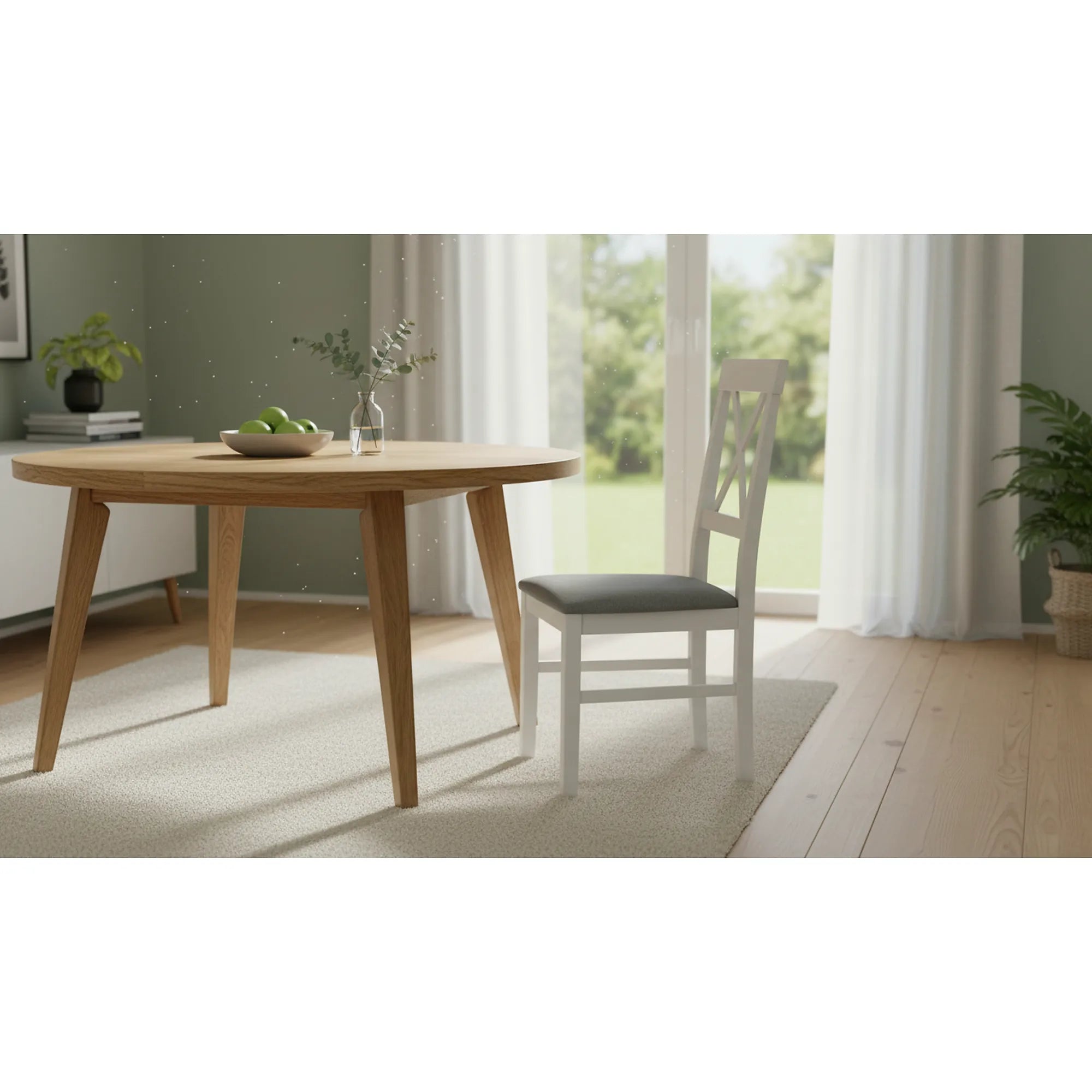 Scaun ALLA 3, gri/alb, stofa clasica/lemn, 43x51x95 cm