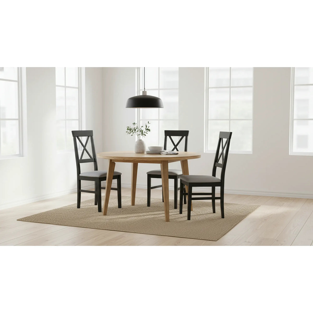 Scaun ALLA 3, gri deschis/negru, stofa clasica/lemn, 43x51x95 cm