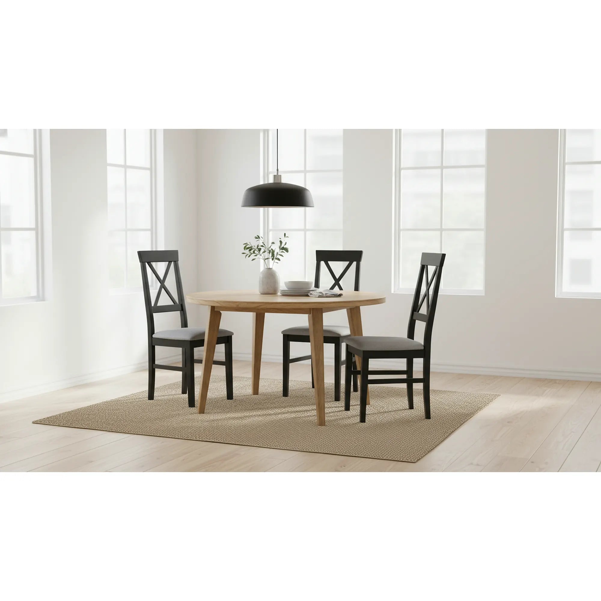 Scaun ALLA 3, gri deschis/negru, stofa clasica/lemn, 43x51x95 cm