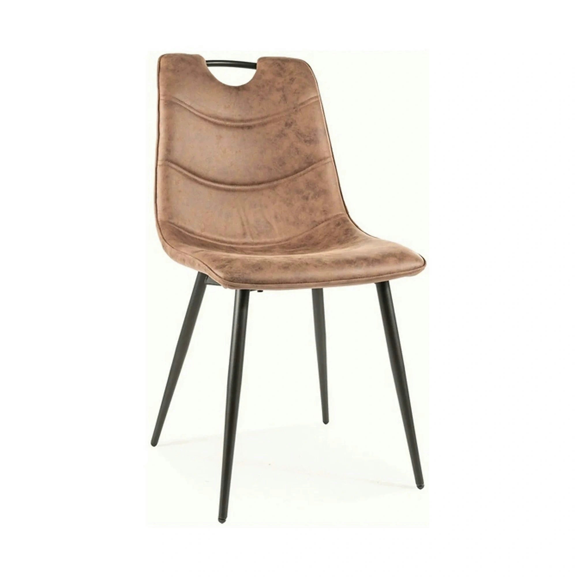 Scaun ALOE, maro/negru mat, stofa microfibra/metal, 46x41x91 cm