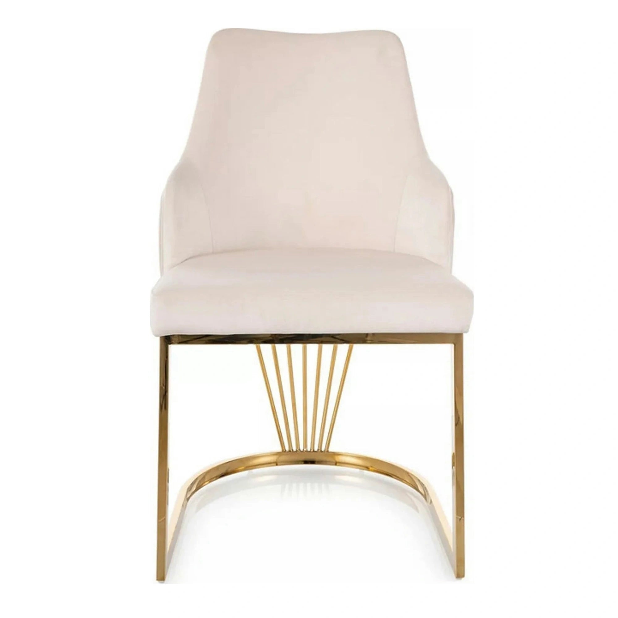 Scaun ALURE, bej deschis - Bluvel 22, stofa catifelata/metal, 52x64x89 cm