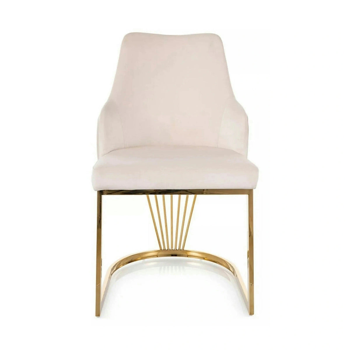 Scaun ALURE, bej deschis - Bluvel 22, stofa catifelata/metal, 52x64x89 cm
