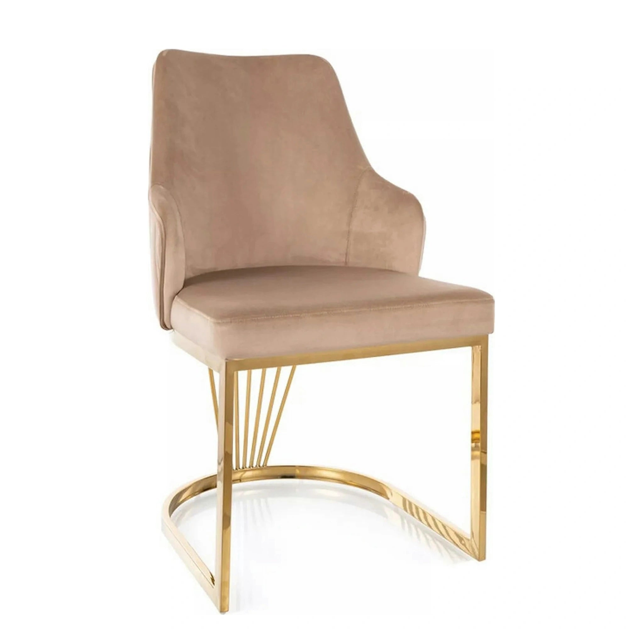 Scaun ALURE, bej inchis - Bluvel 28, stofa catifelata/metal, 52x64x89 cm
